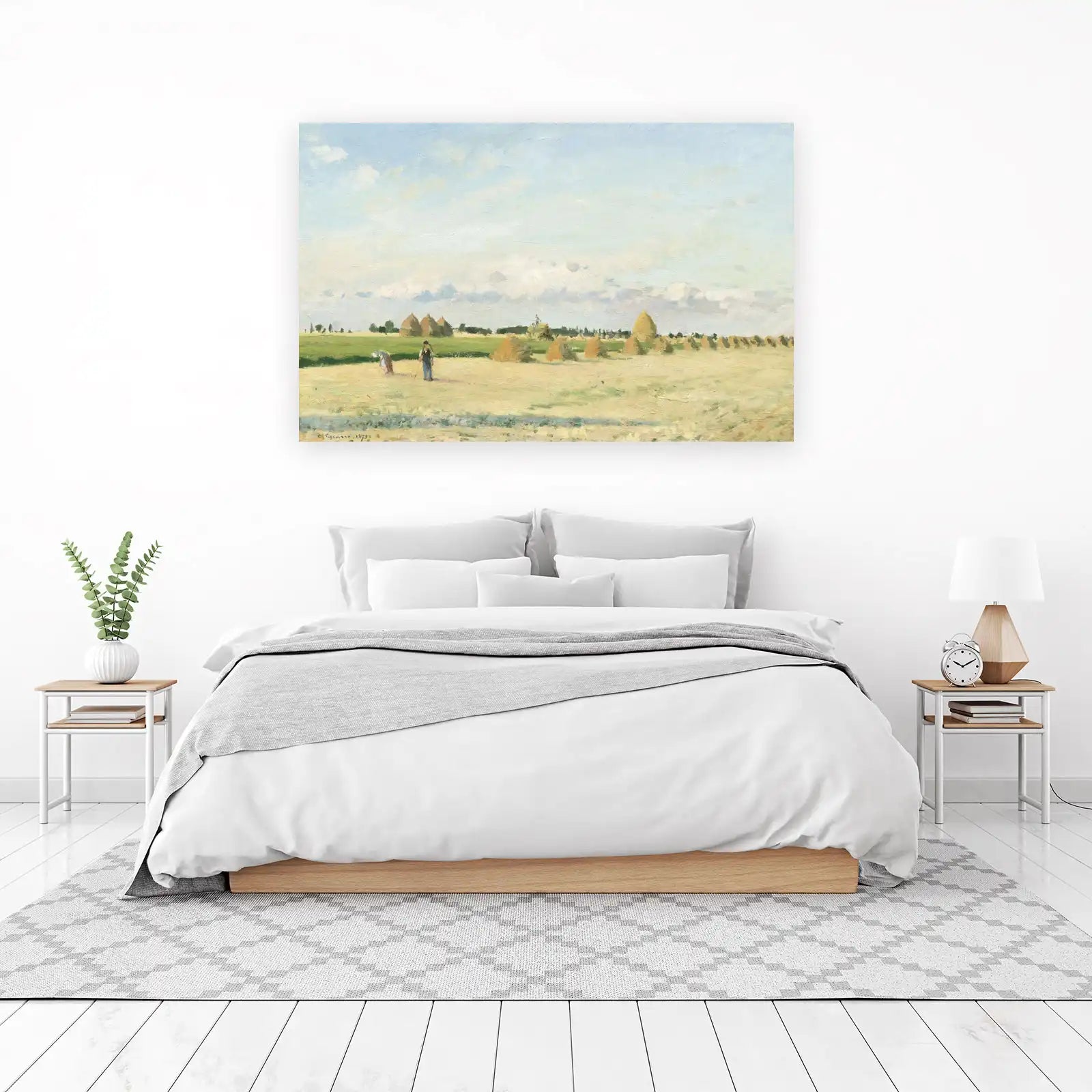 Impressionist Haystacks Field Landscape Wall Art