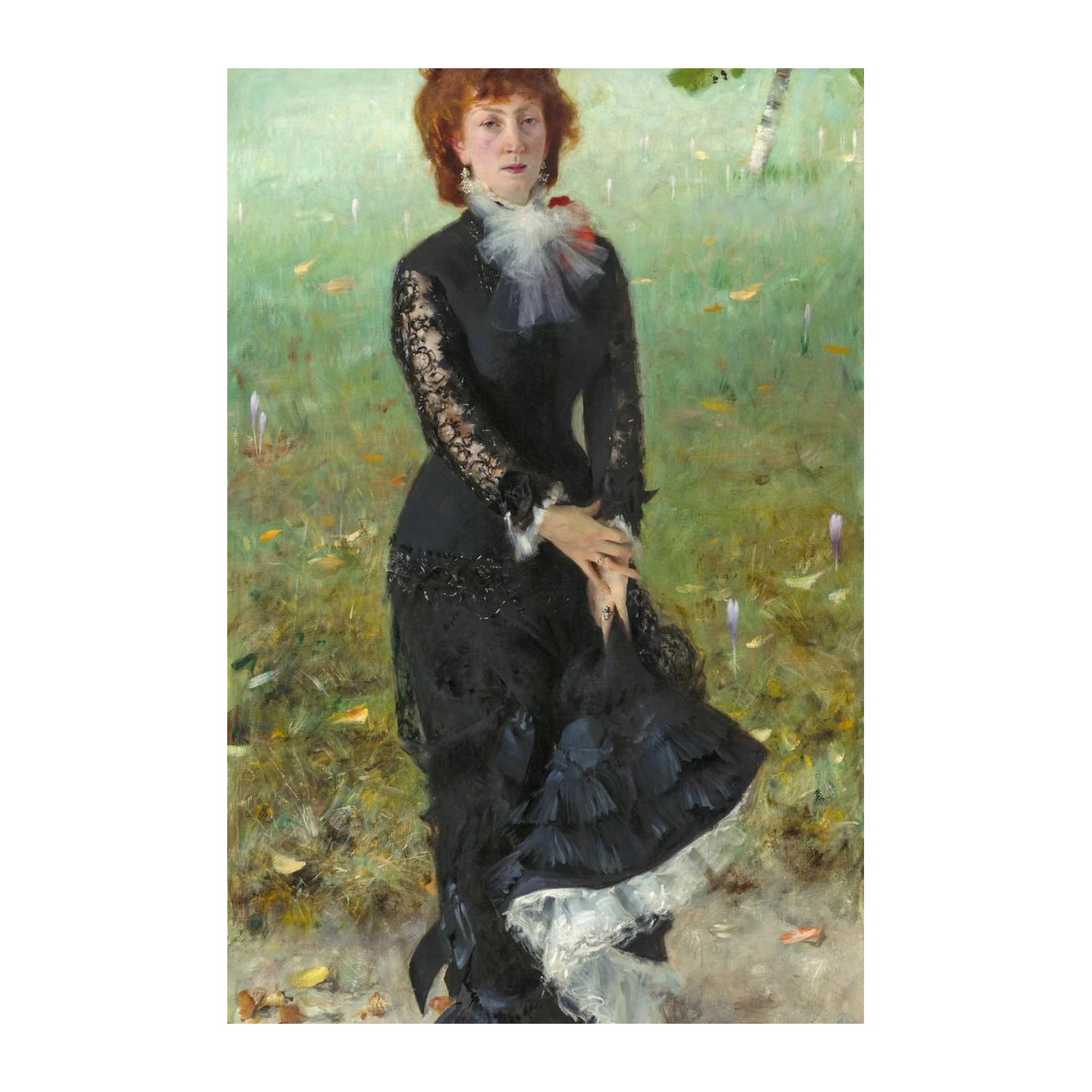 Elegant Lady in Black Lace Garden Portrait Wall Art