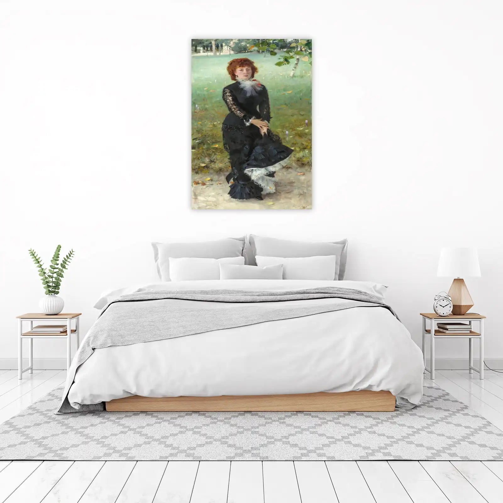 Elegant Lady in Black Lace Garden Portrait Wall Art