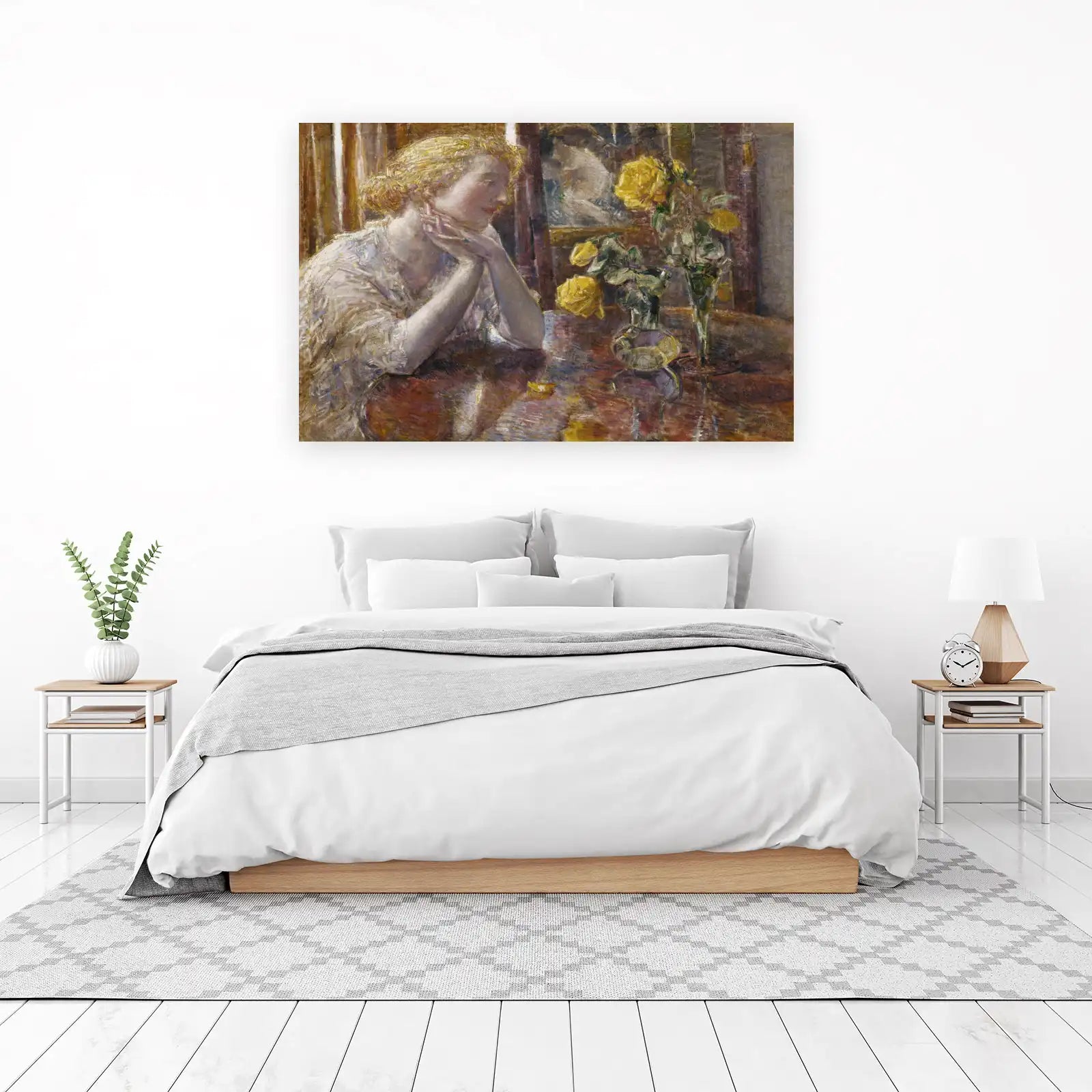 Serene Yellow Roses & Woman Wall Art Wall Art