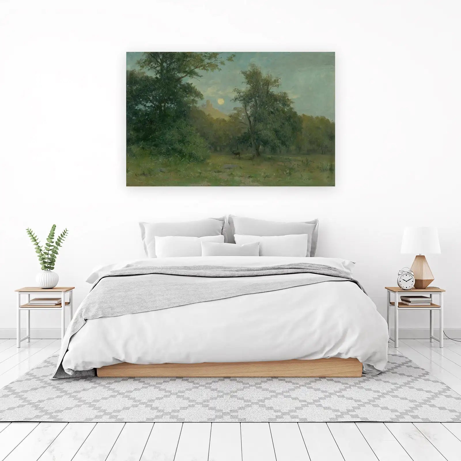 Moonlit Forest Deer Serenity Wall Art