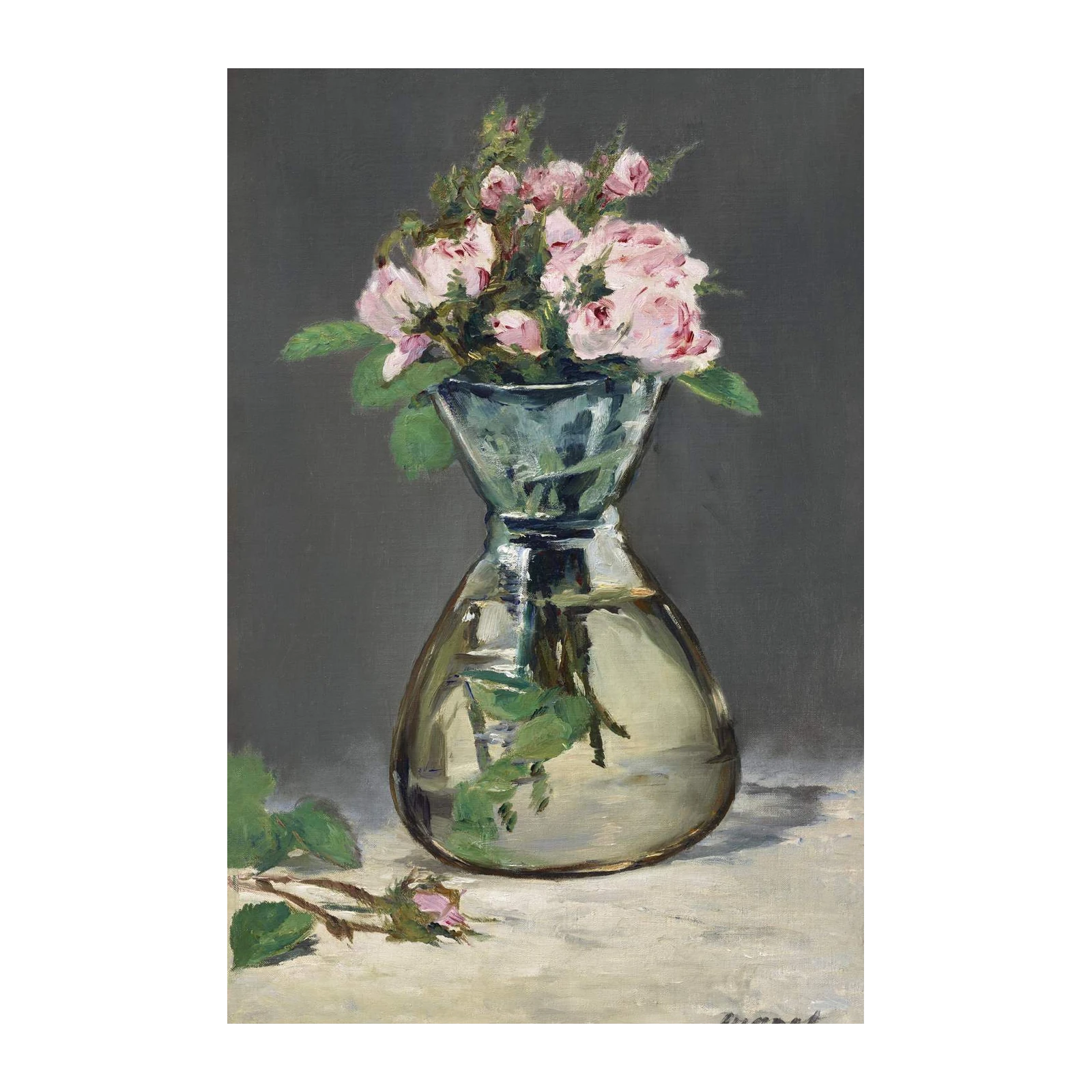 Pink Roses in Glass Vase Wall Art | Floral Wall Art