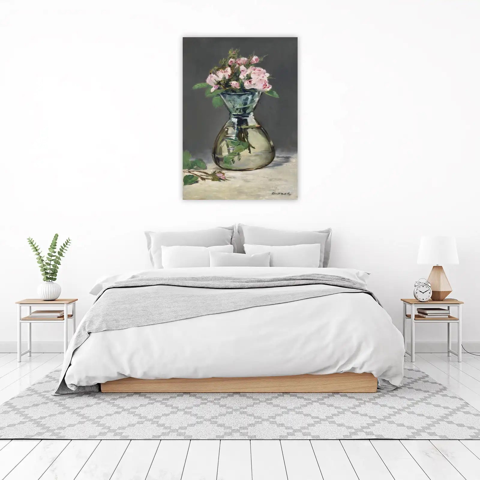 Pink Roses in Glass Vase Wall Art | Floral Wall Art