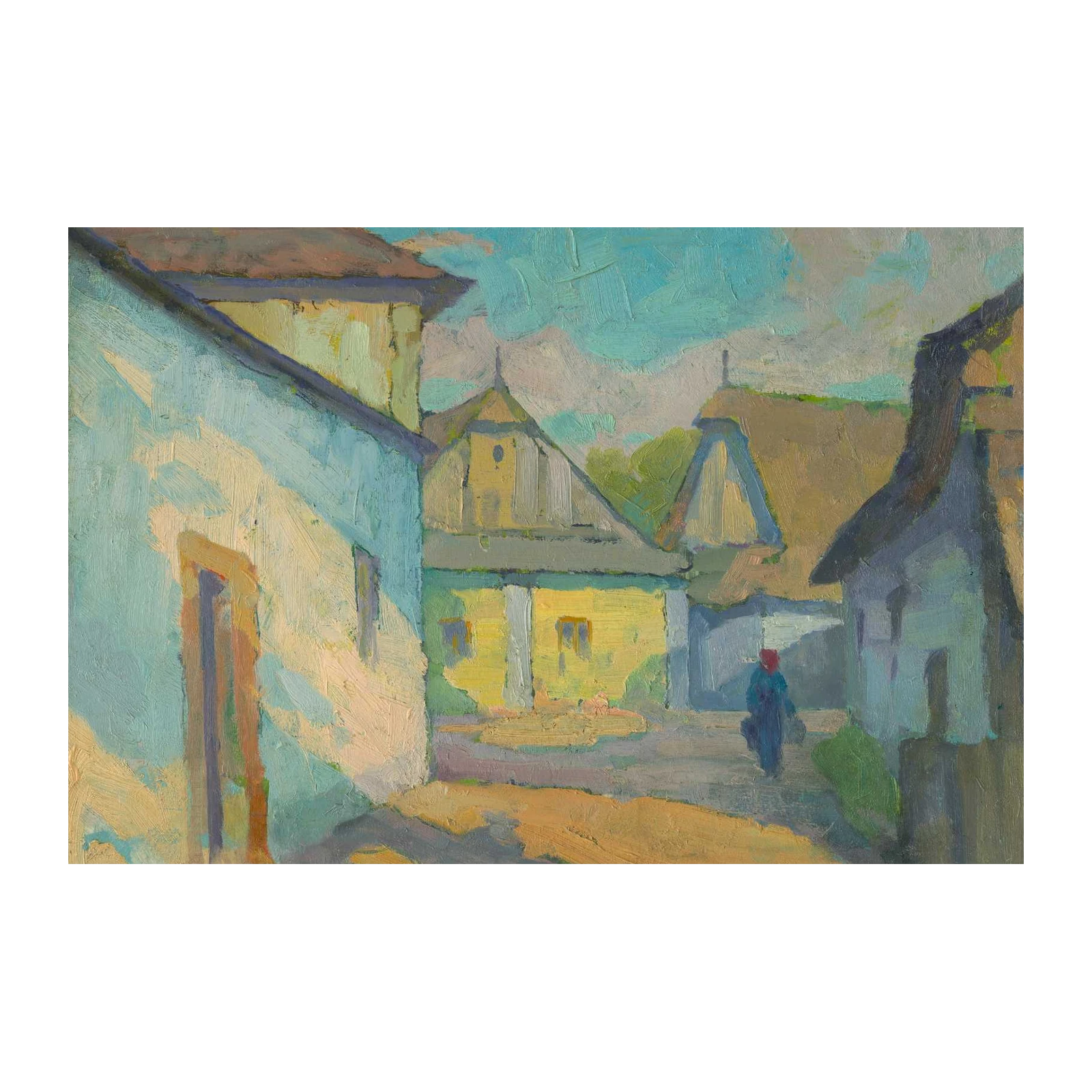 Serene Village Lane Oil Painting Wall Art