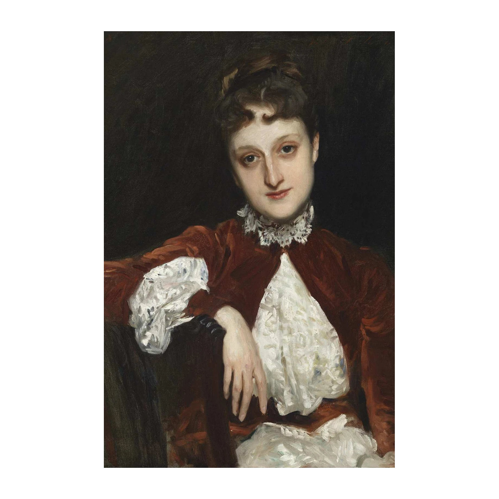 Elegant Woman Portrait with Lace Collar Wall Art
