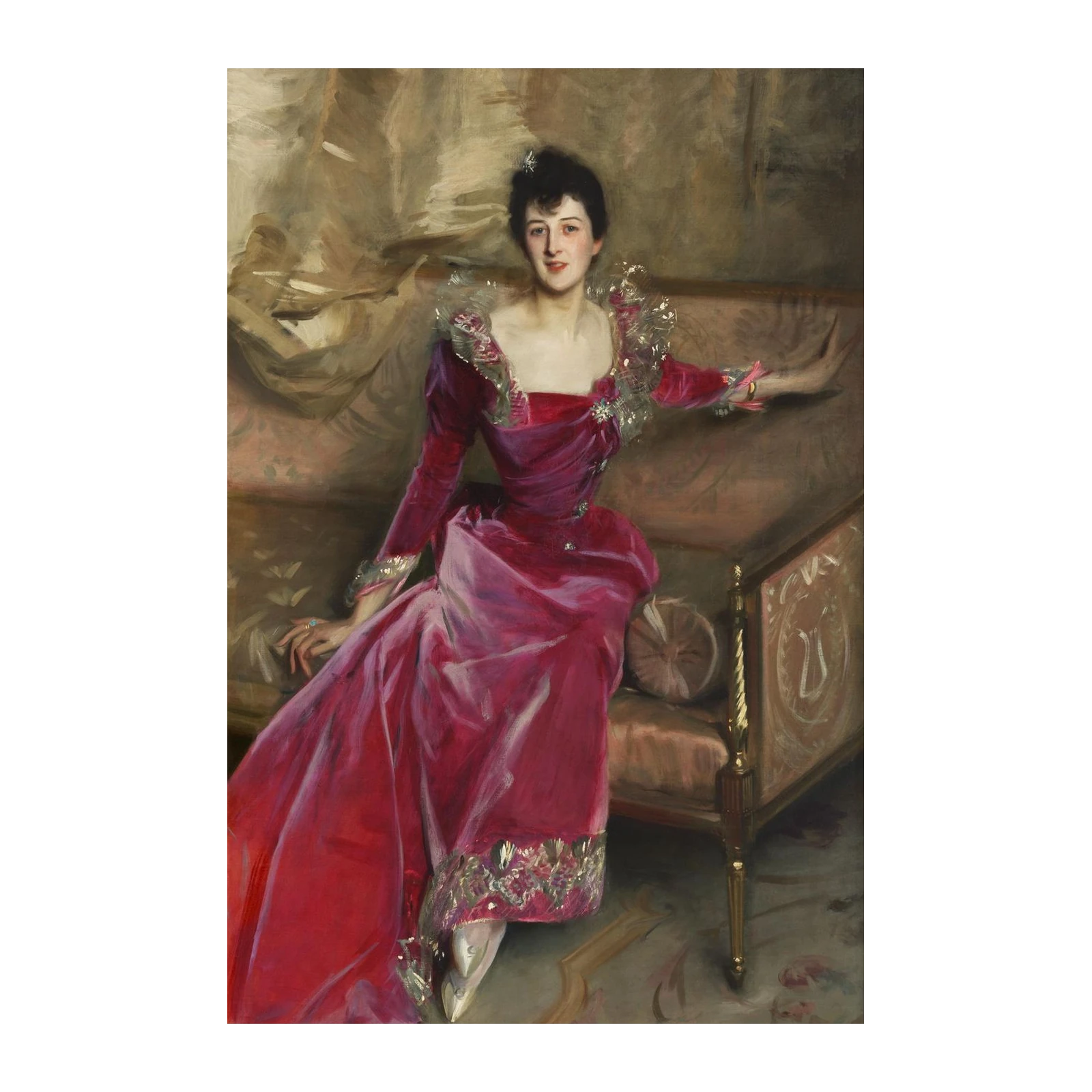 Elegant Woman in Red Dress Wall Art