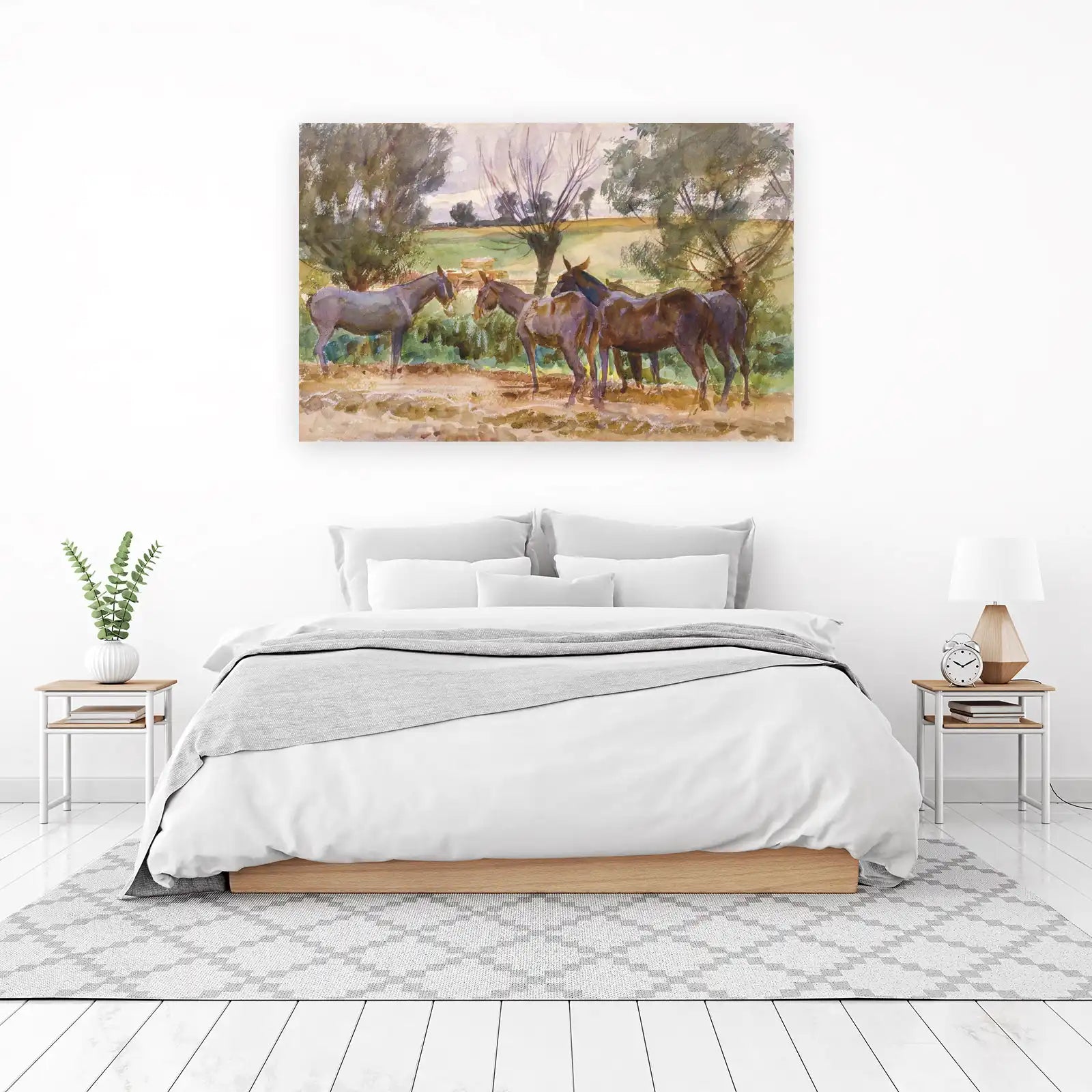 Serene Herd Horses Watercolor Wall Art