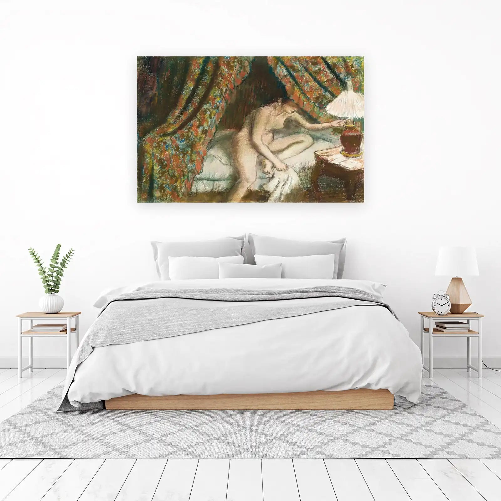 Nude Woman at Lamp Light Pastel Wall Art