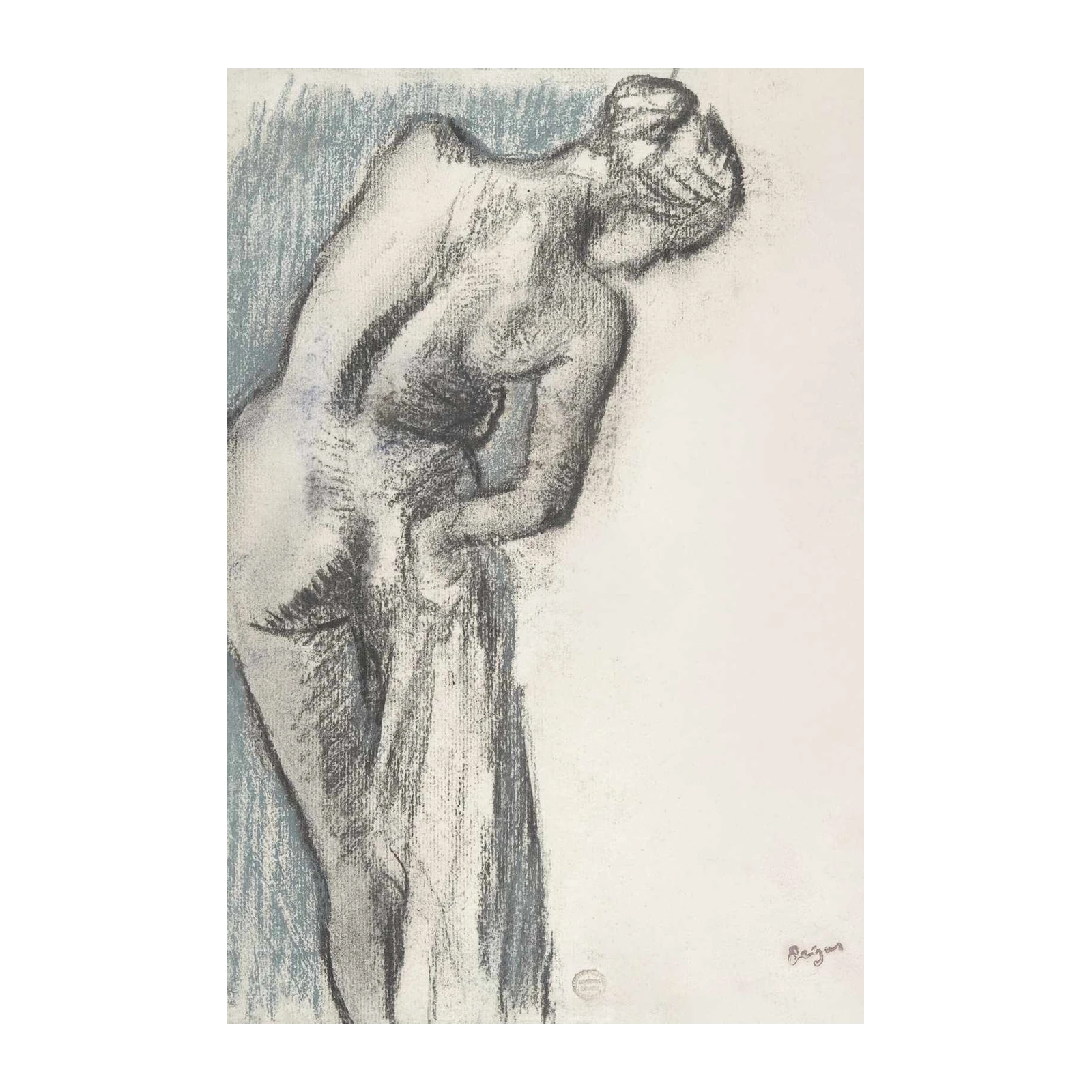 Elegant Nude Figure Charcoal Sketch Wall Art