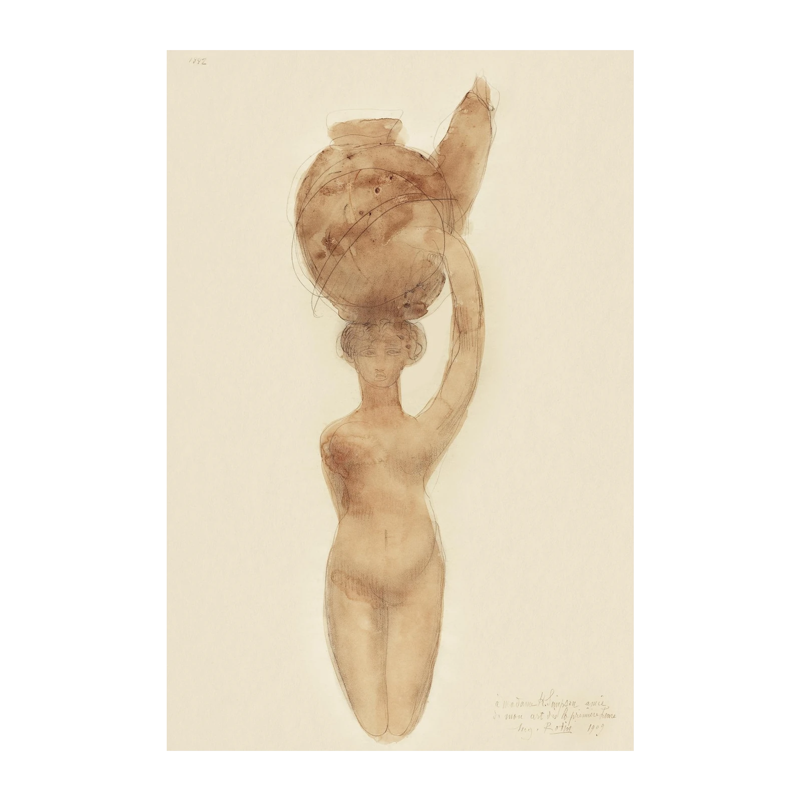 Vintage Nude Figure with Urn Wall Art
