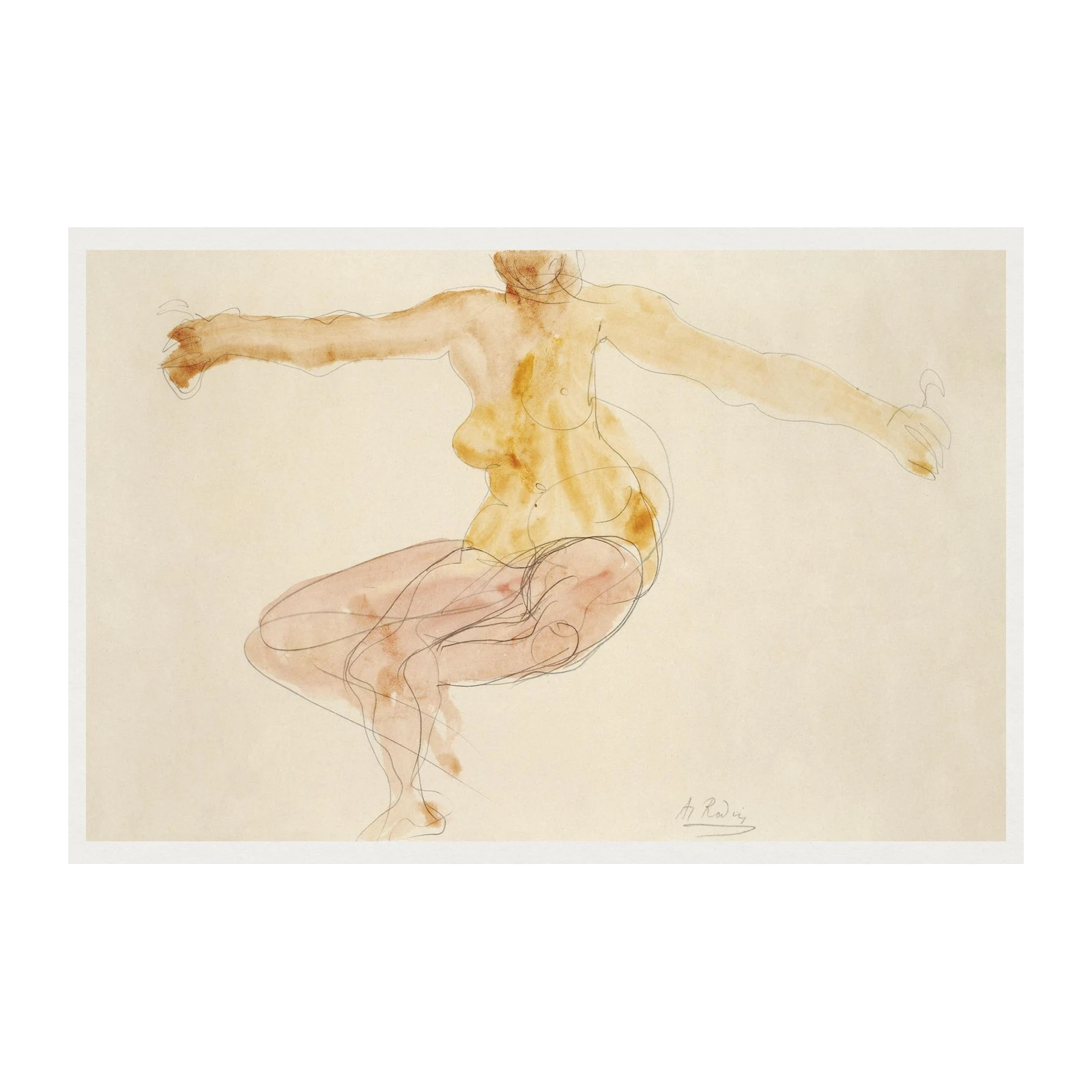 Ethereal Nude Dancer Watercolor Wall Art