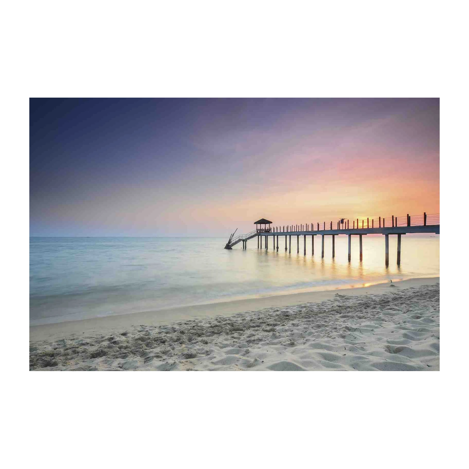 Tranquil Pier Sunset Beach Wall Art