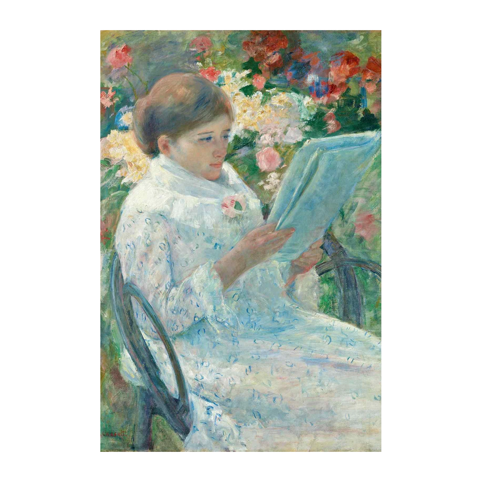 Elegant Woman Reading in Garden Wall Art