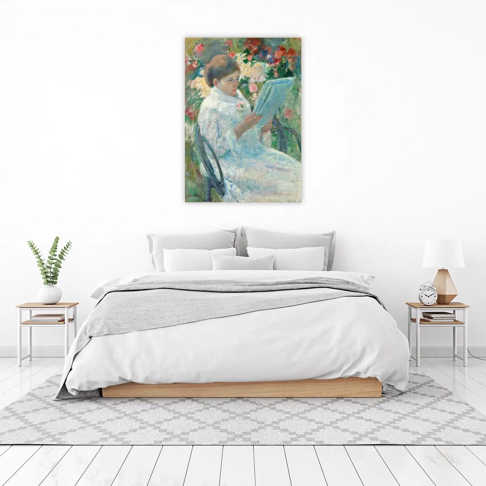 Elegant Woman Reading in Garden Wall Art