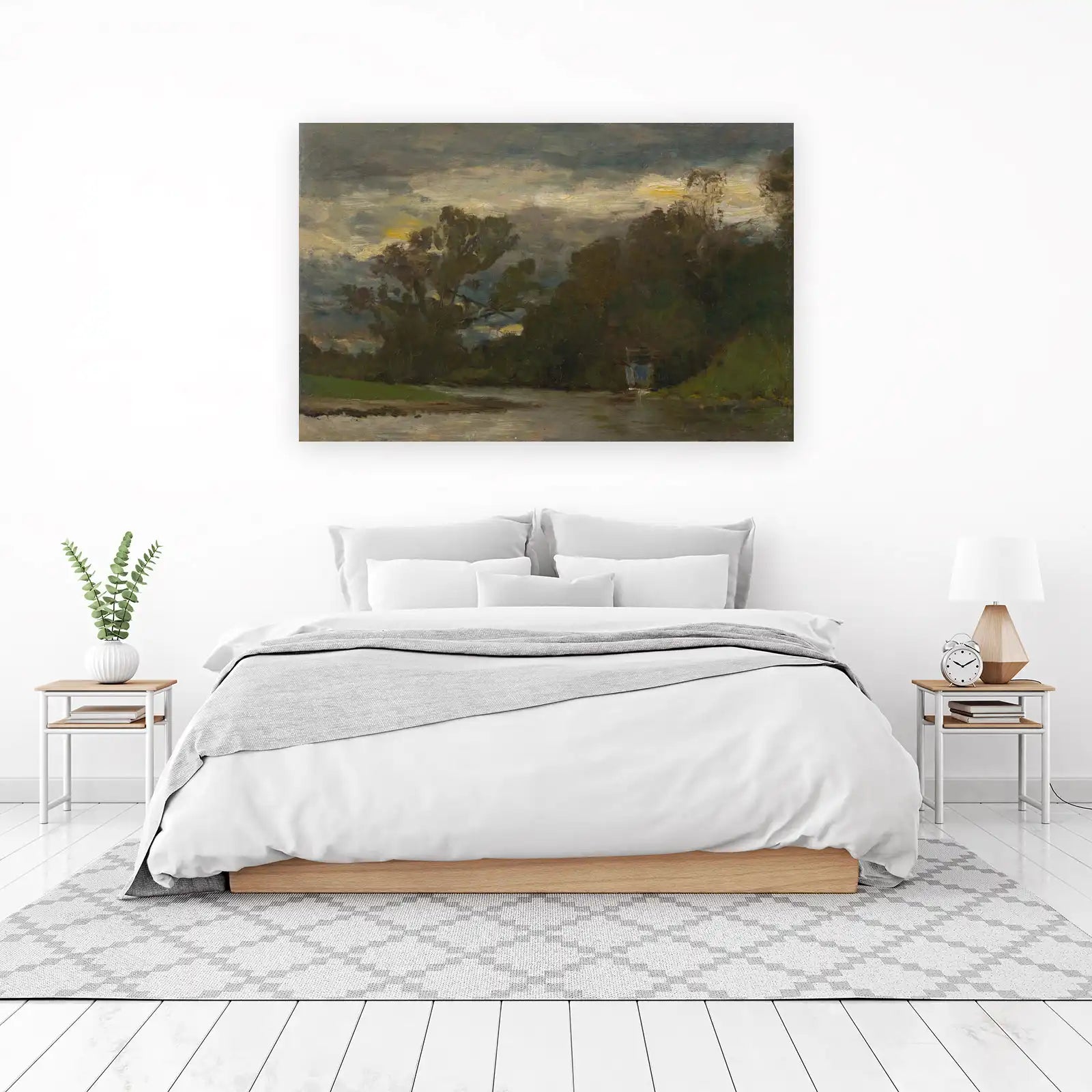 Stormy River Landscape Oil Painting Wall Art