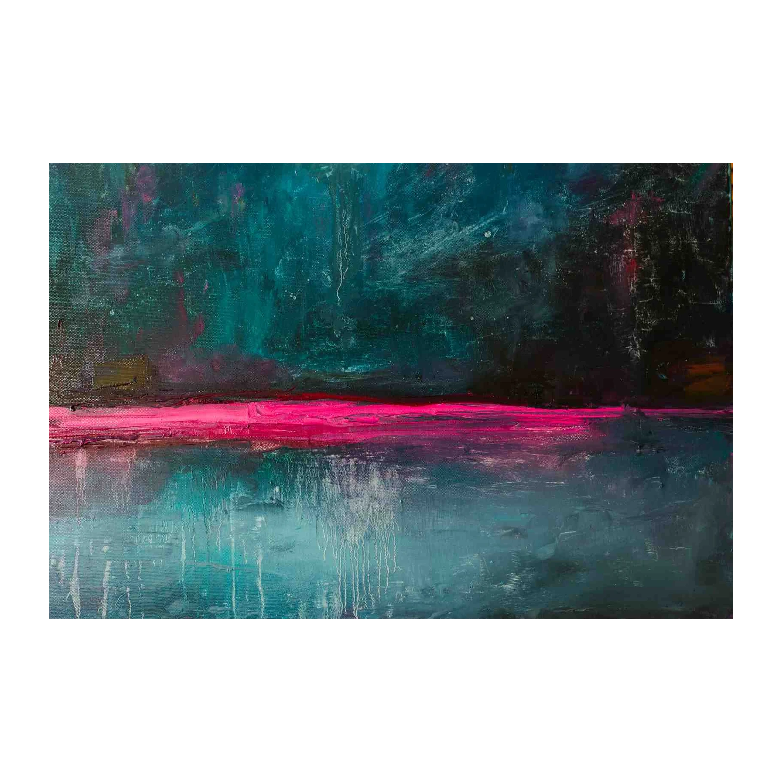 Bold Pink Abstract Horizon Wall Art
