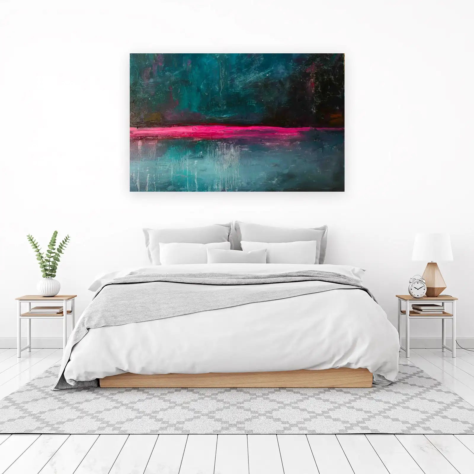 Bold Pink Abstract Horizon Wall Art