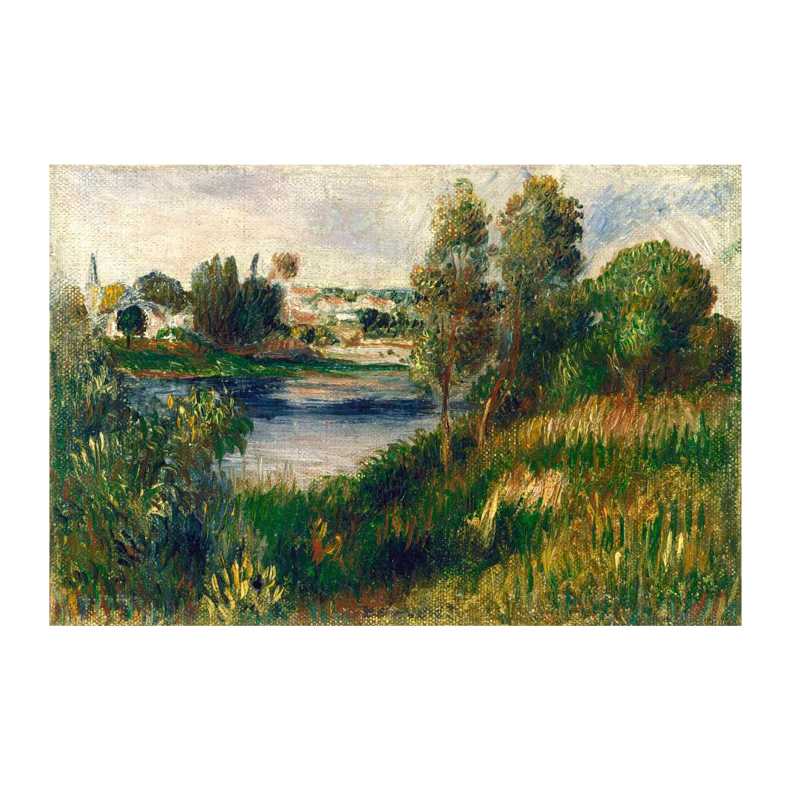 Serene Riverside Landscape Impressionist Wall Art