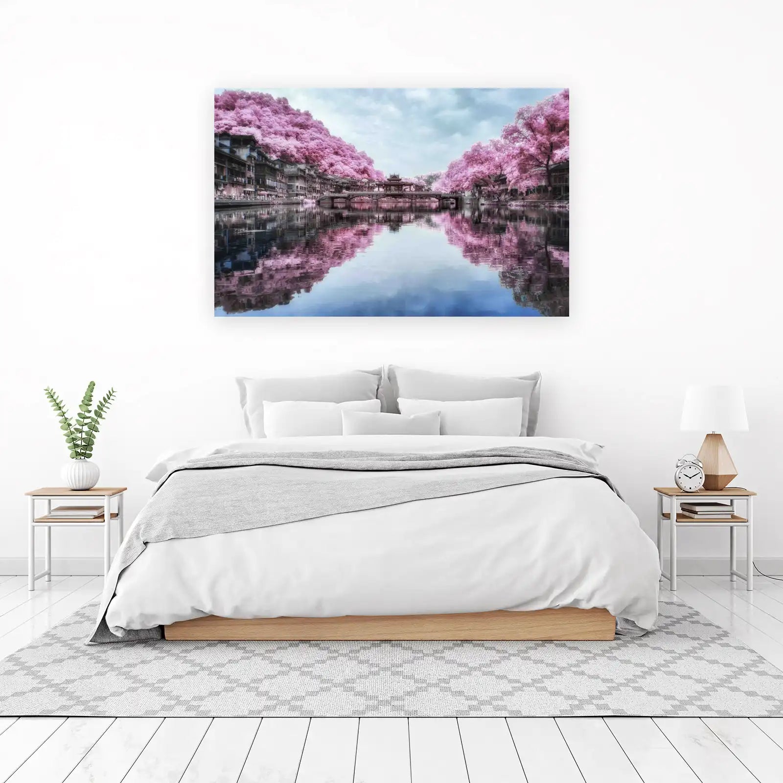 Dreamy Pink Trees & Bridge Wall Art