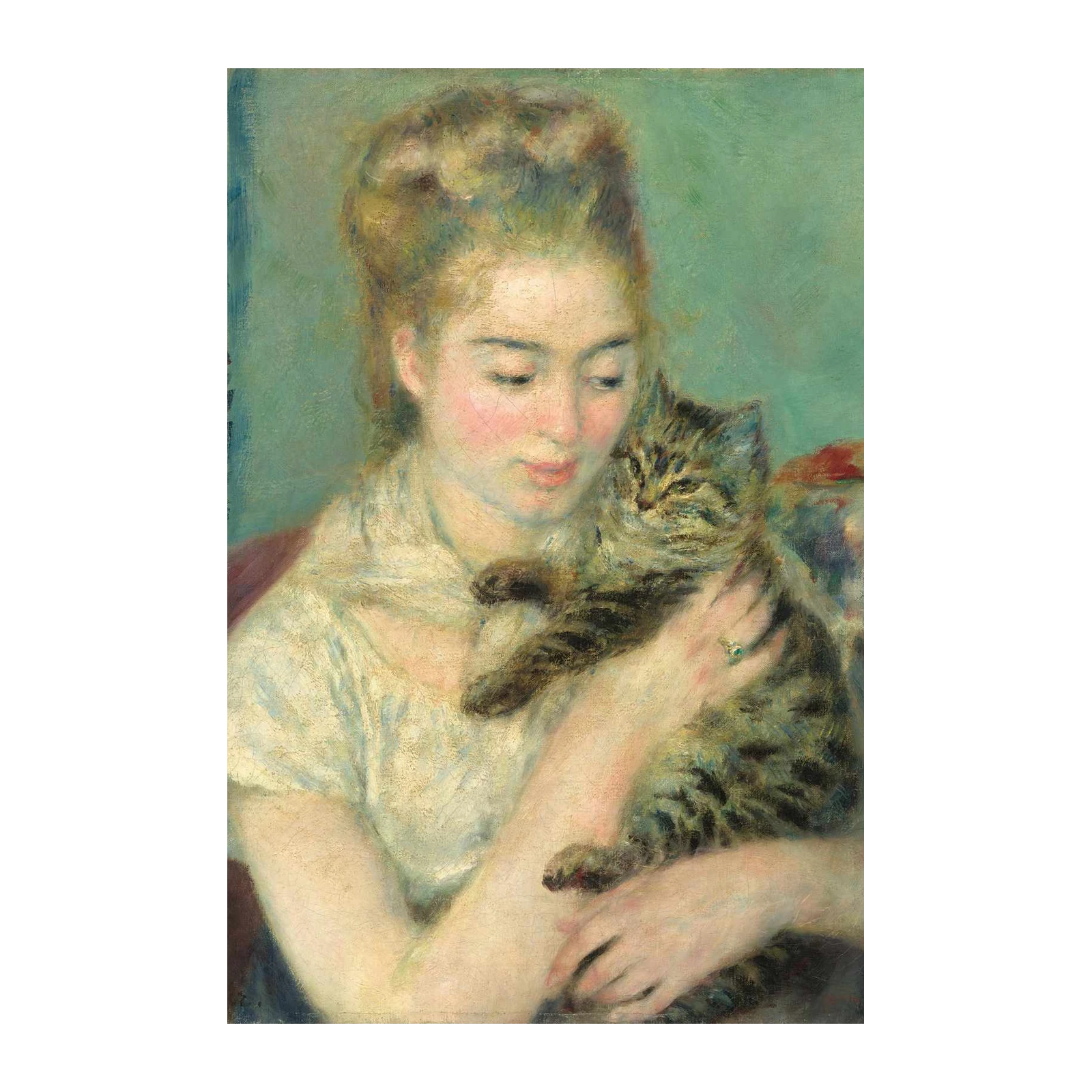 Young Woman with Cat Wall Art