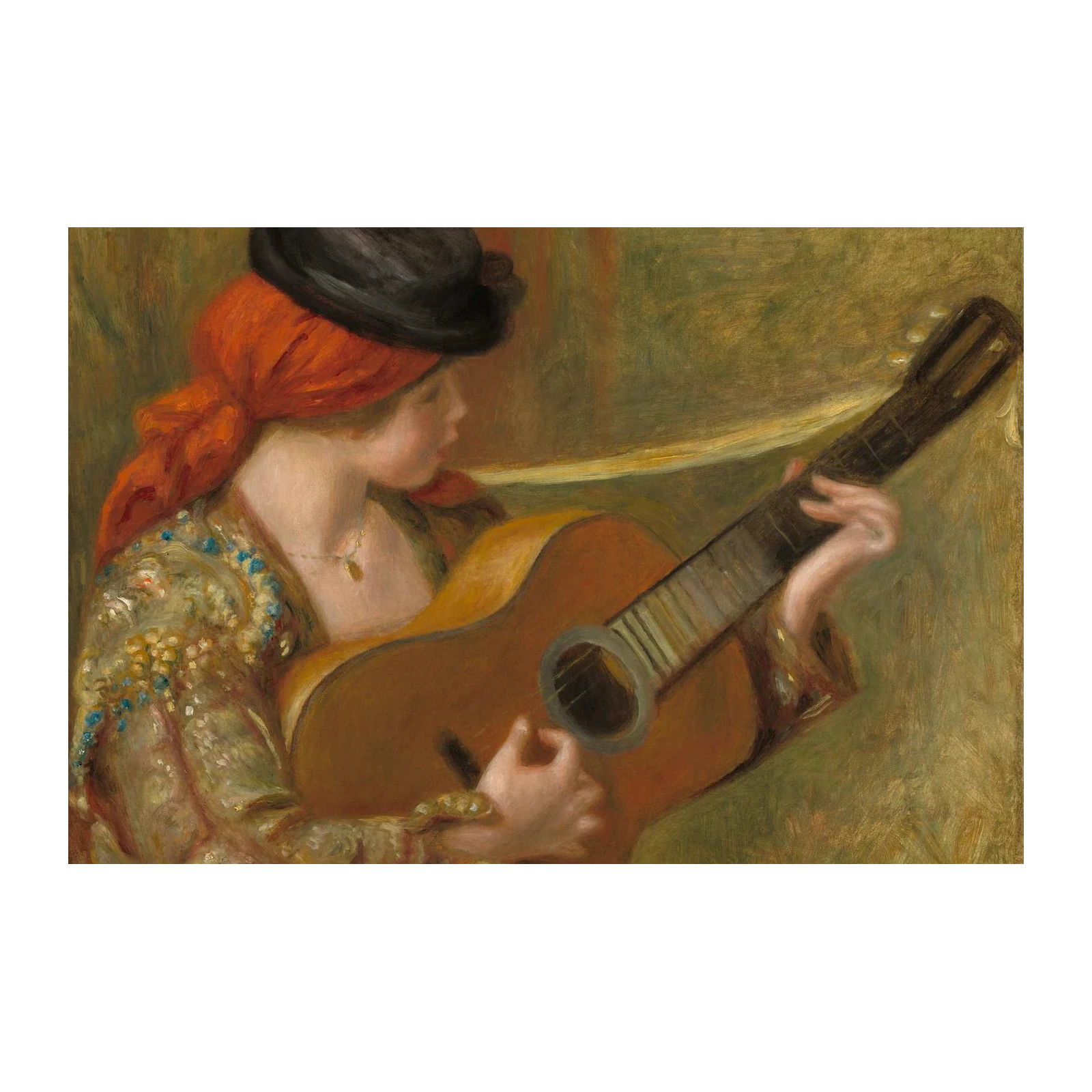Woman Playing Guitar Impressionist Wall Art