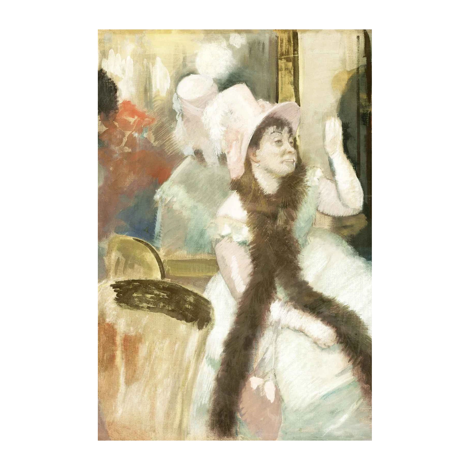 Elegant Woman with Pink Hat Wall Art