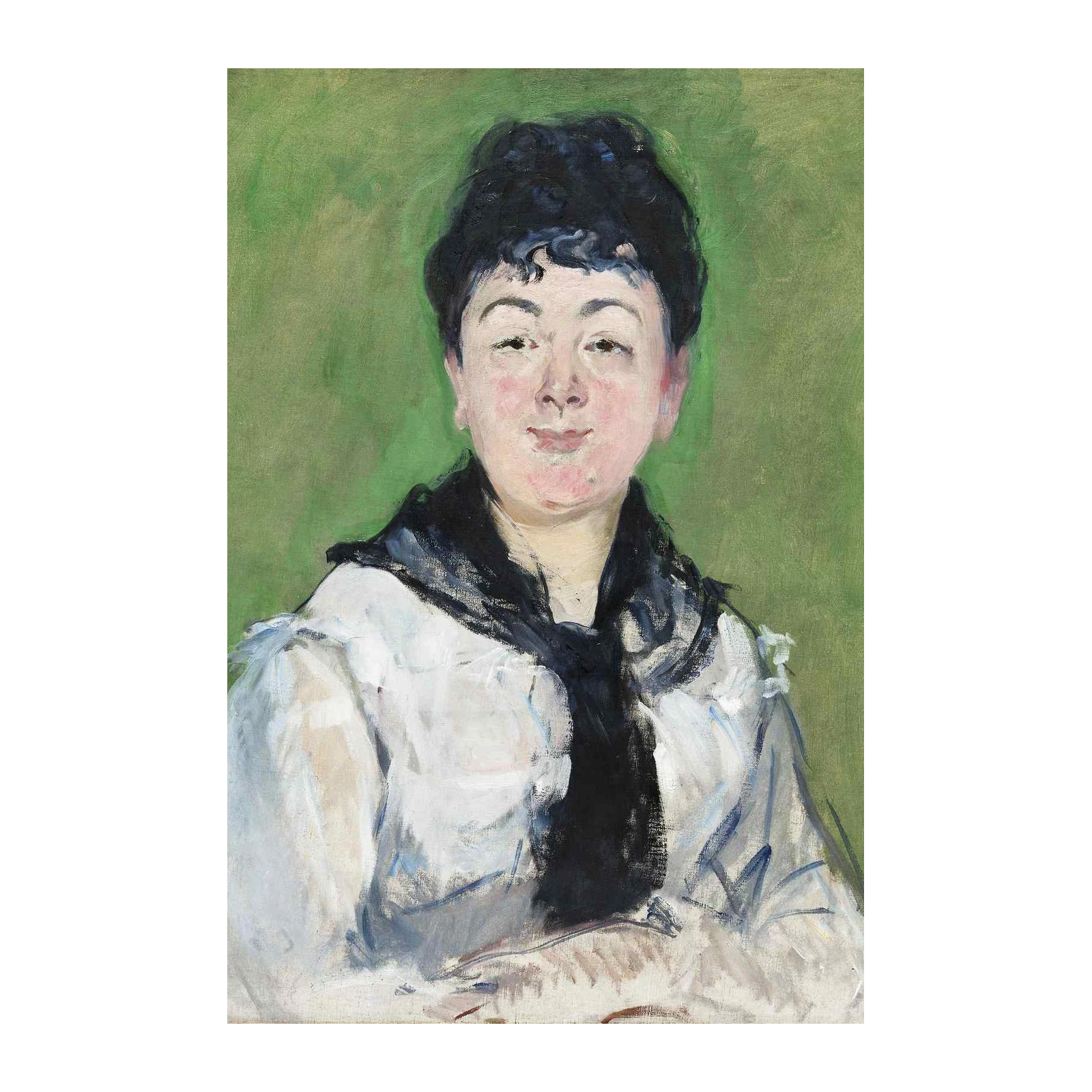 Impressionist Portrait Woman Garden Green Wall Art