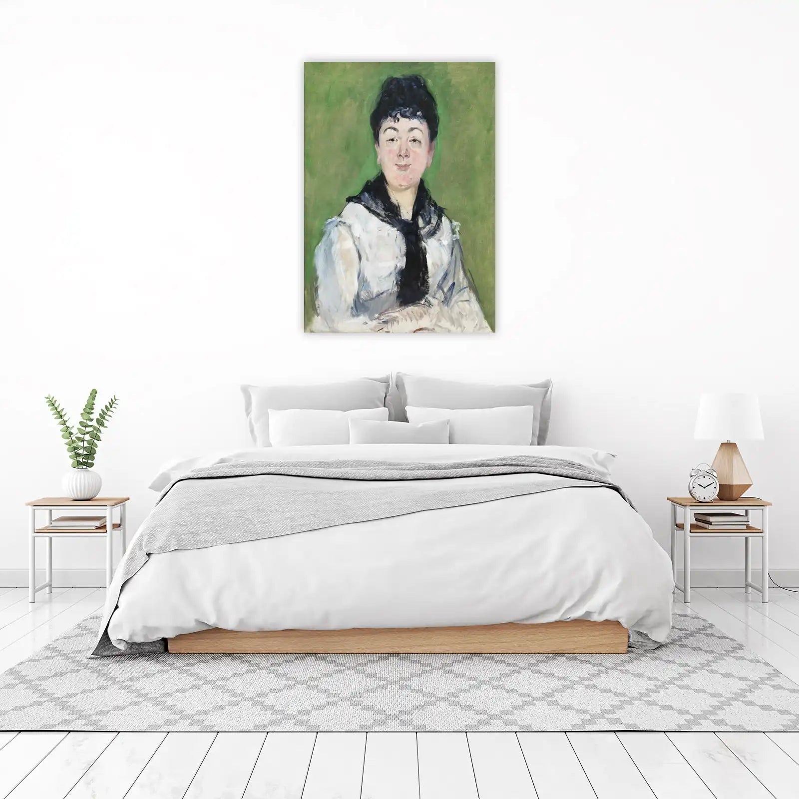 Impressionist Portrait Woman Garden Green Wall Art