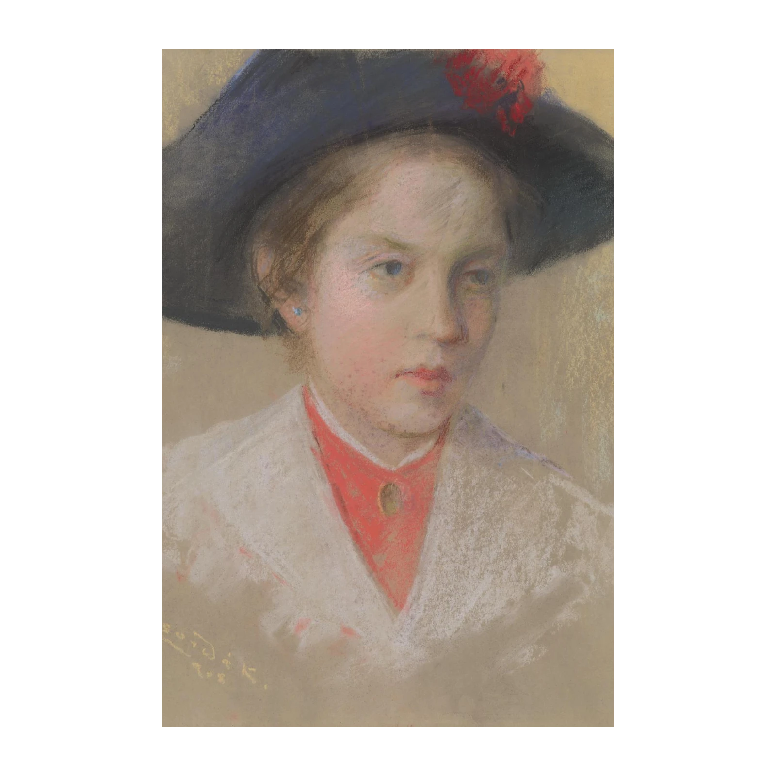 Elegant Portrait Young Woman Pastel Wall Art