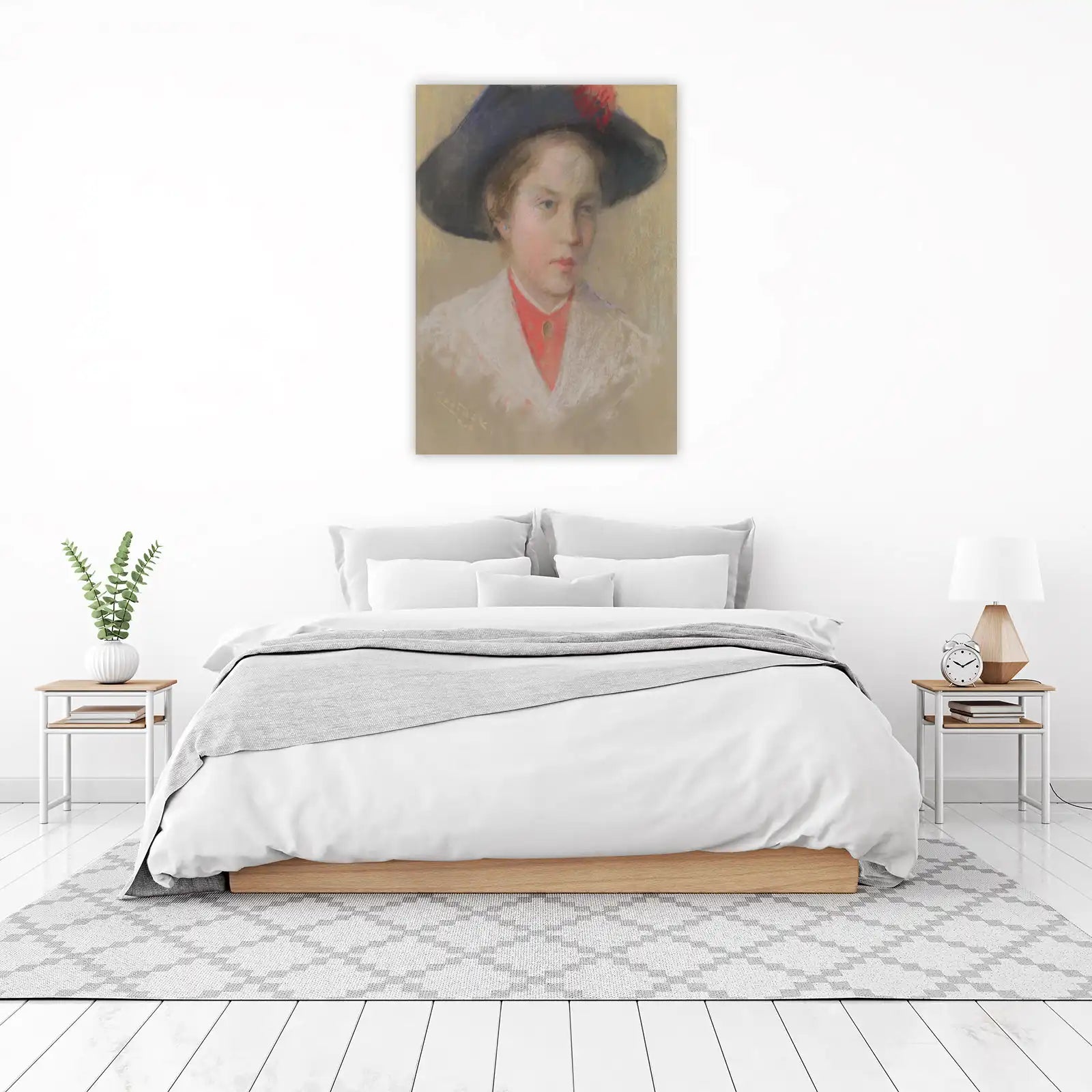 Elegant Portrait Young Woman Pastel Wall Art
