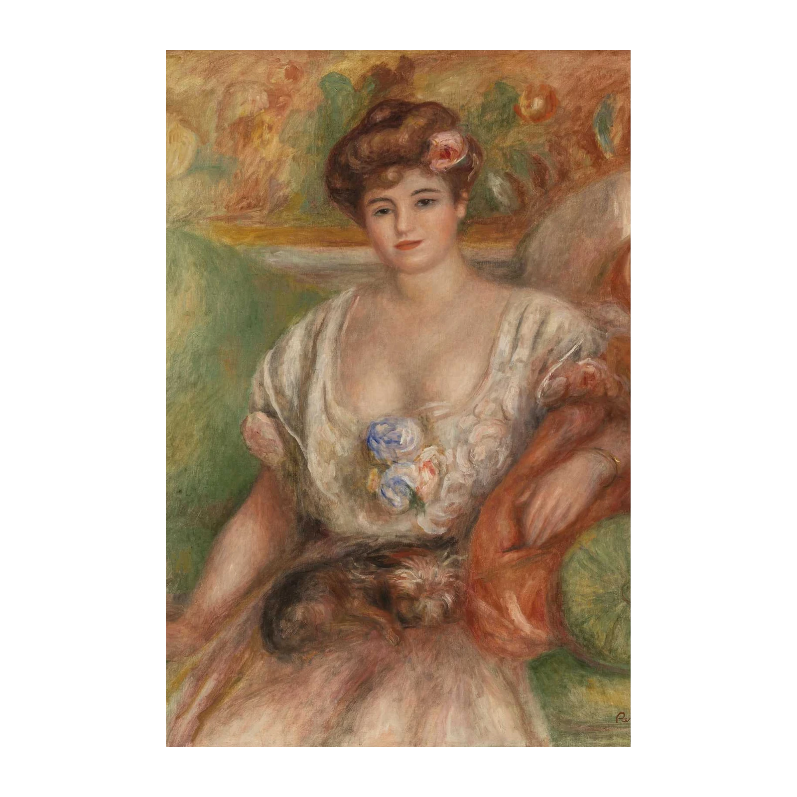 Elegant Lady with Dog Oil Painting Wall Art
