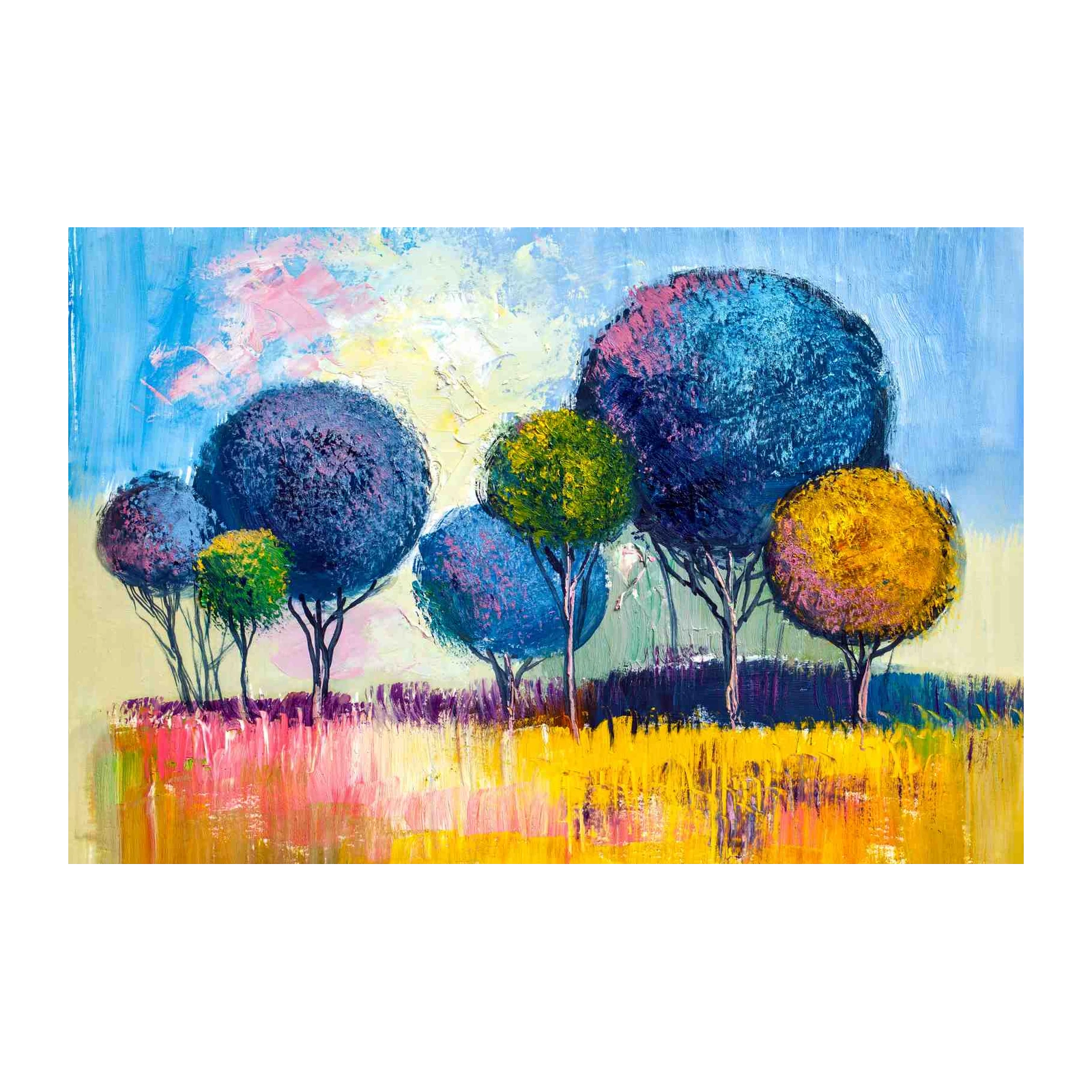 Vibrant Textured Trees Wall Art
