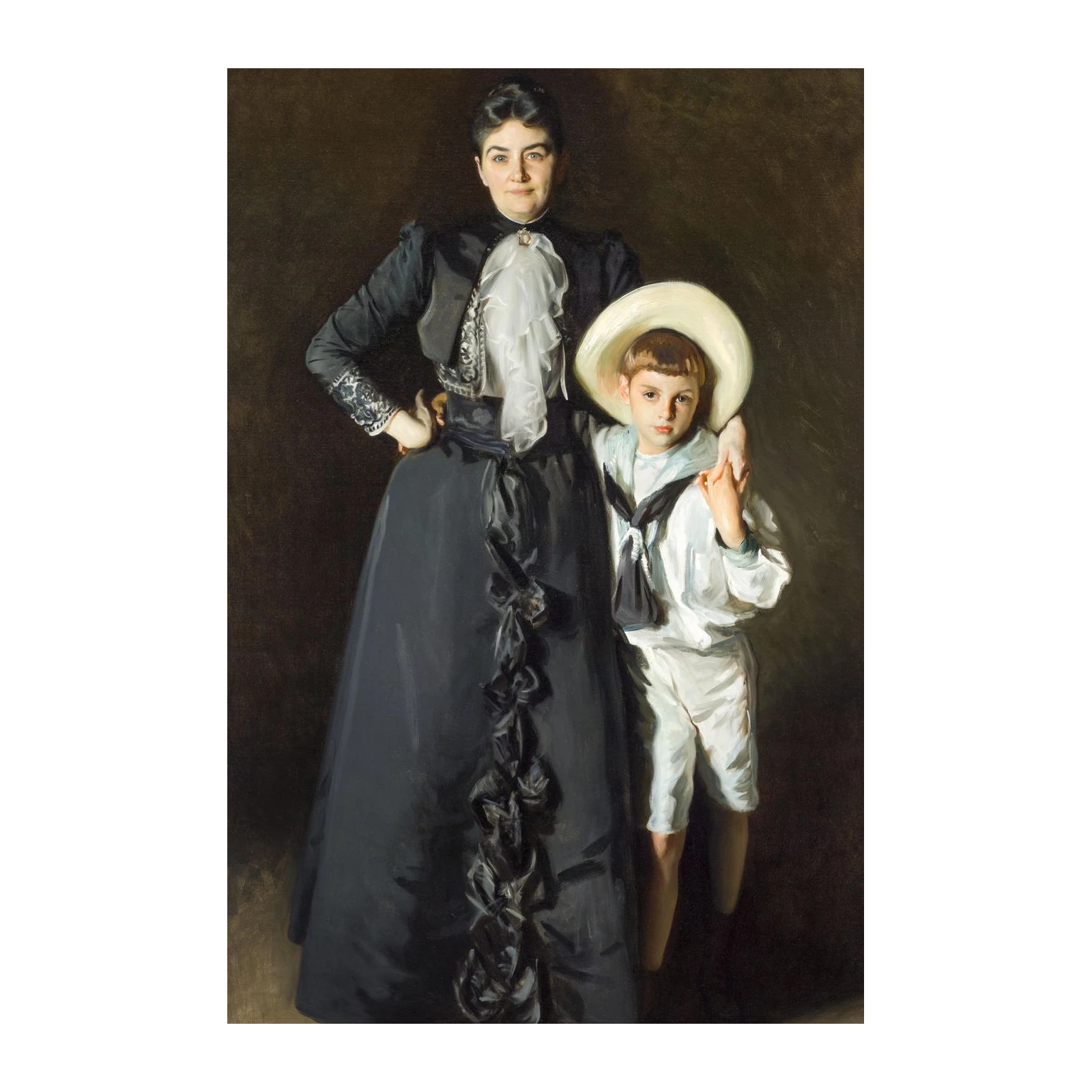 Elegant Mother and Son Portrait Wall Art