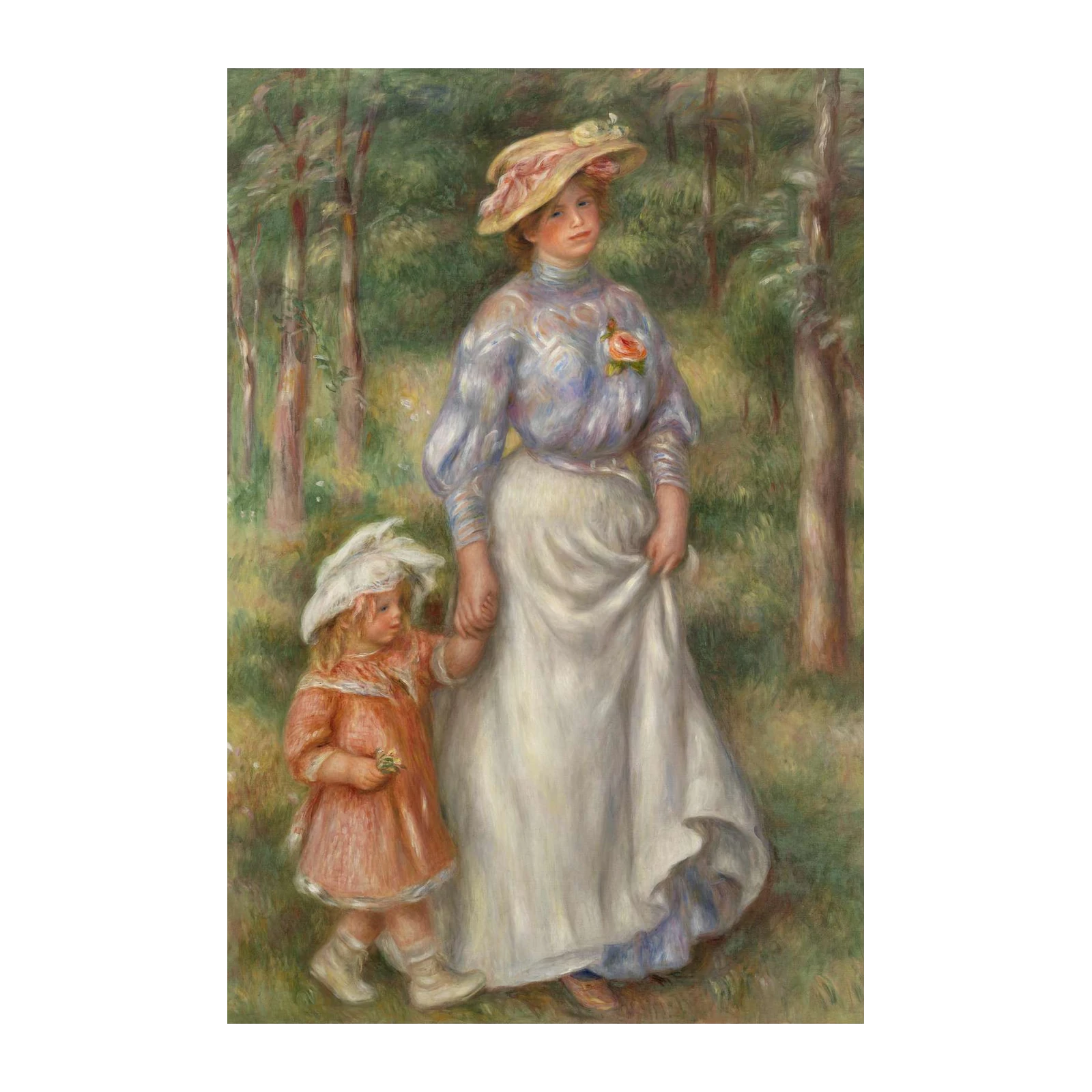 Impressionist Mother and Child Walk Wall Art