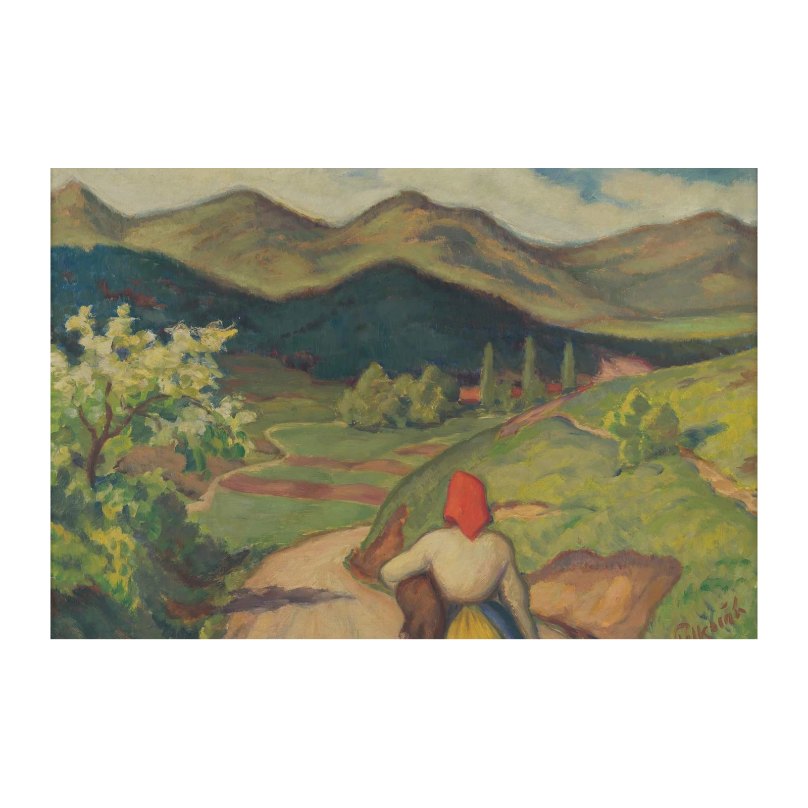 Pastoral Landscape with Woman Wall Art