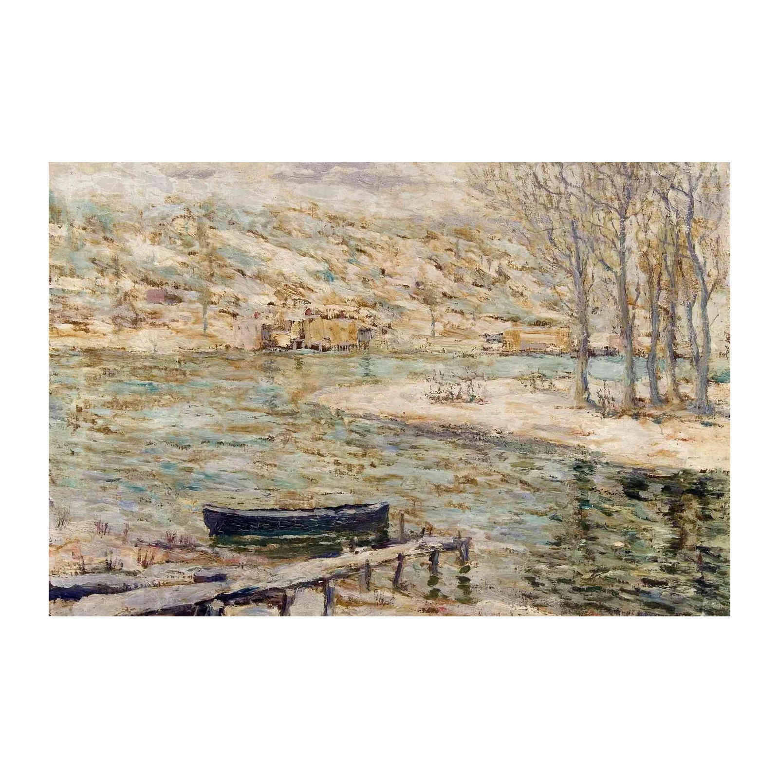 Serene Winter River Landscape Wall Art