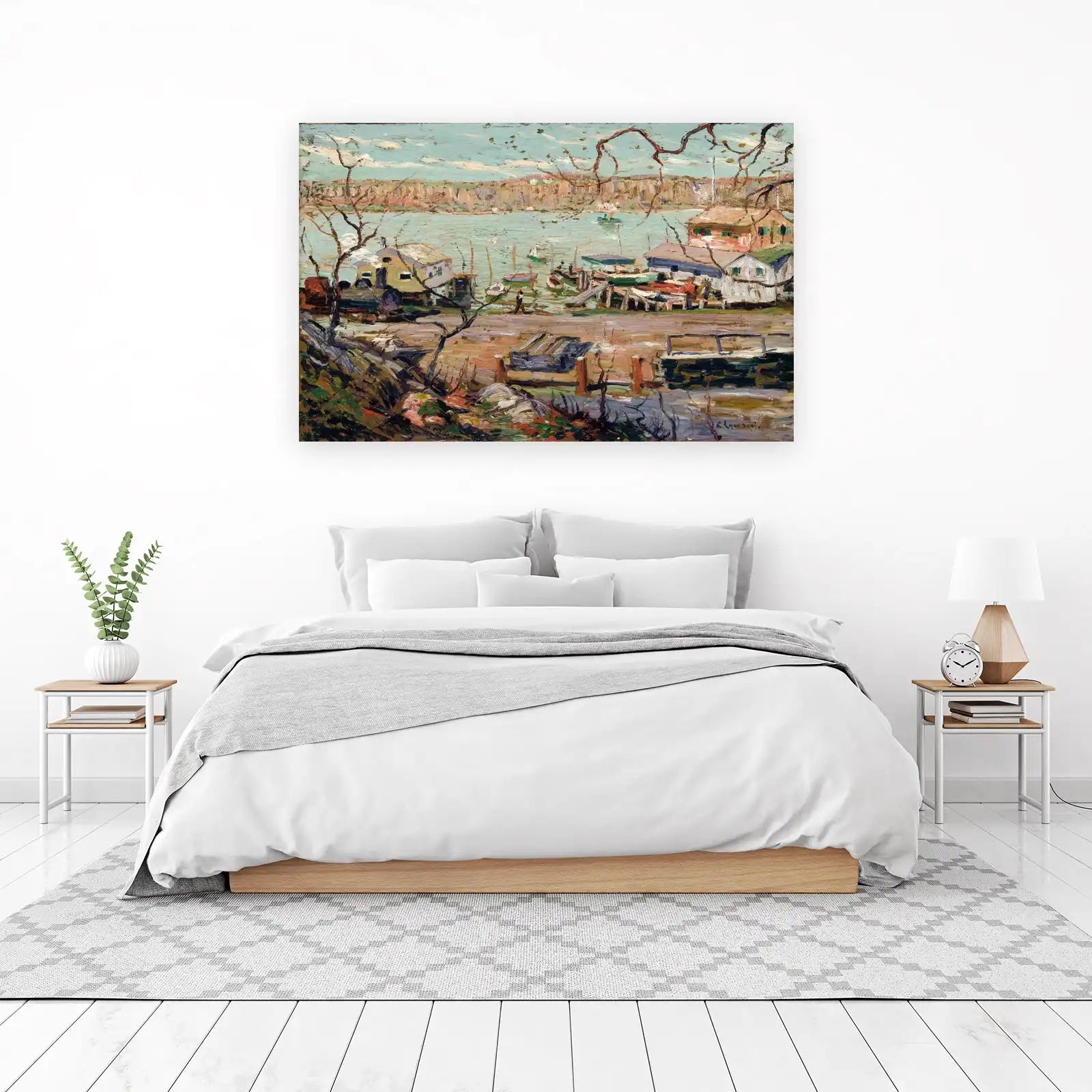 Seaside Harbor Impressionist Landscape Wall Art