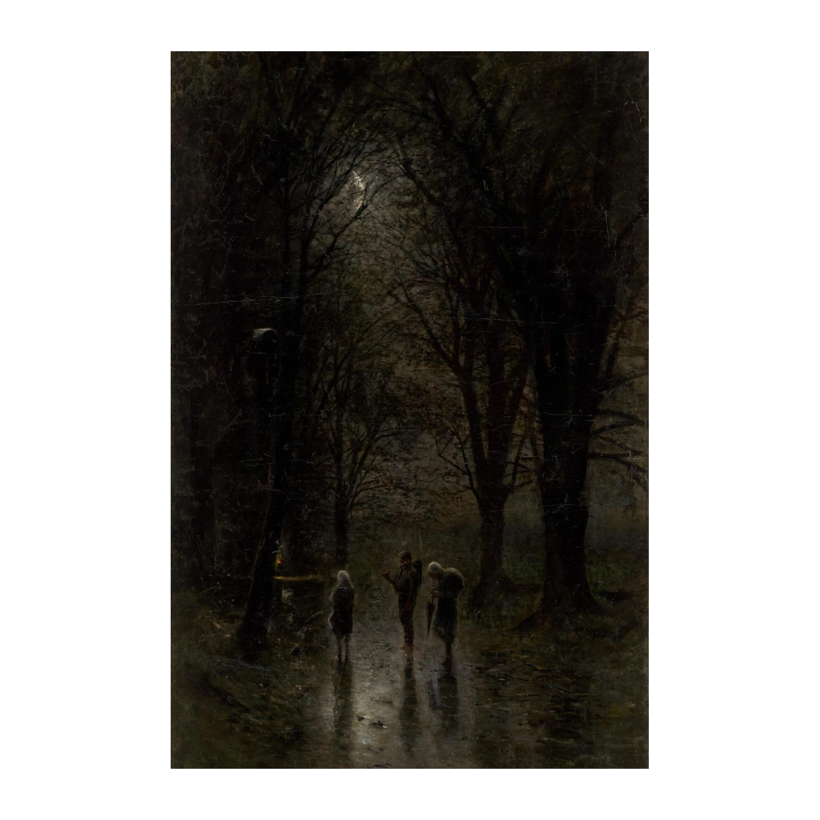 Moonlit Rain Walk Art | Atmospheric Landscape Wall Art