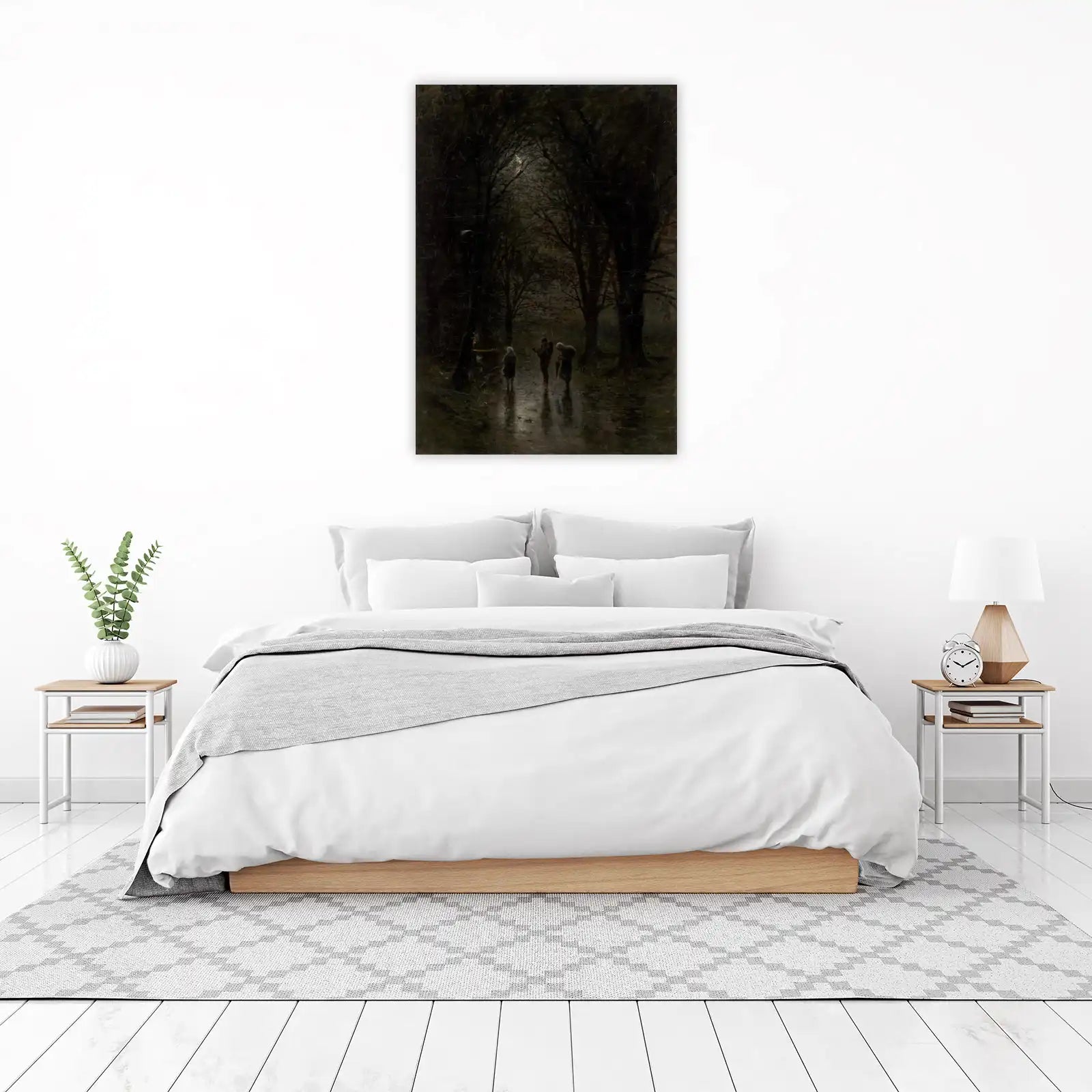 Moonlit Rain Walk Art | Atmospheric Landscape Wall Art
