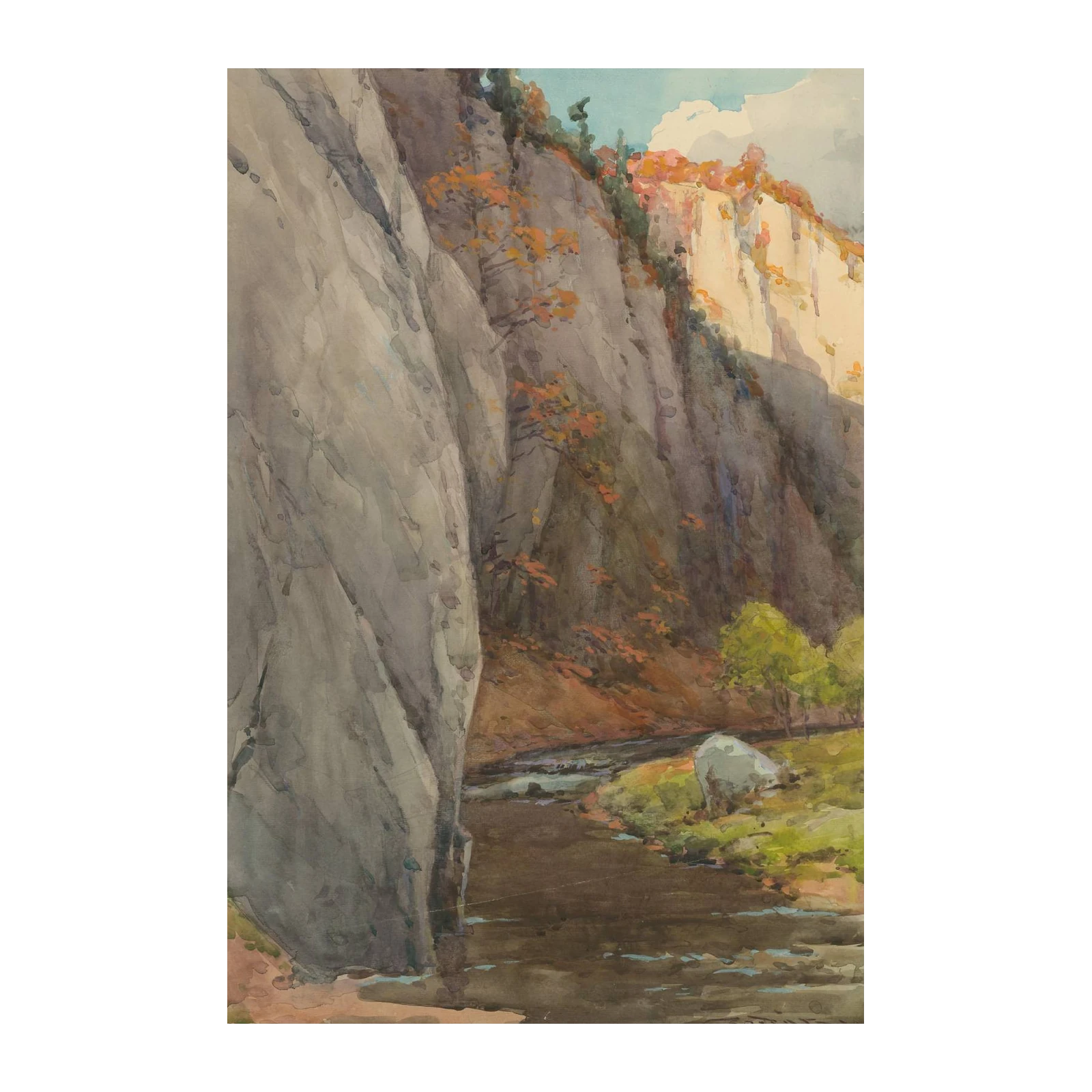 Majestic Mountain Gorge Autumn Scene Wall Art