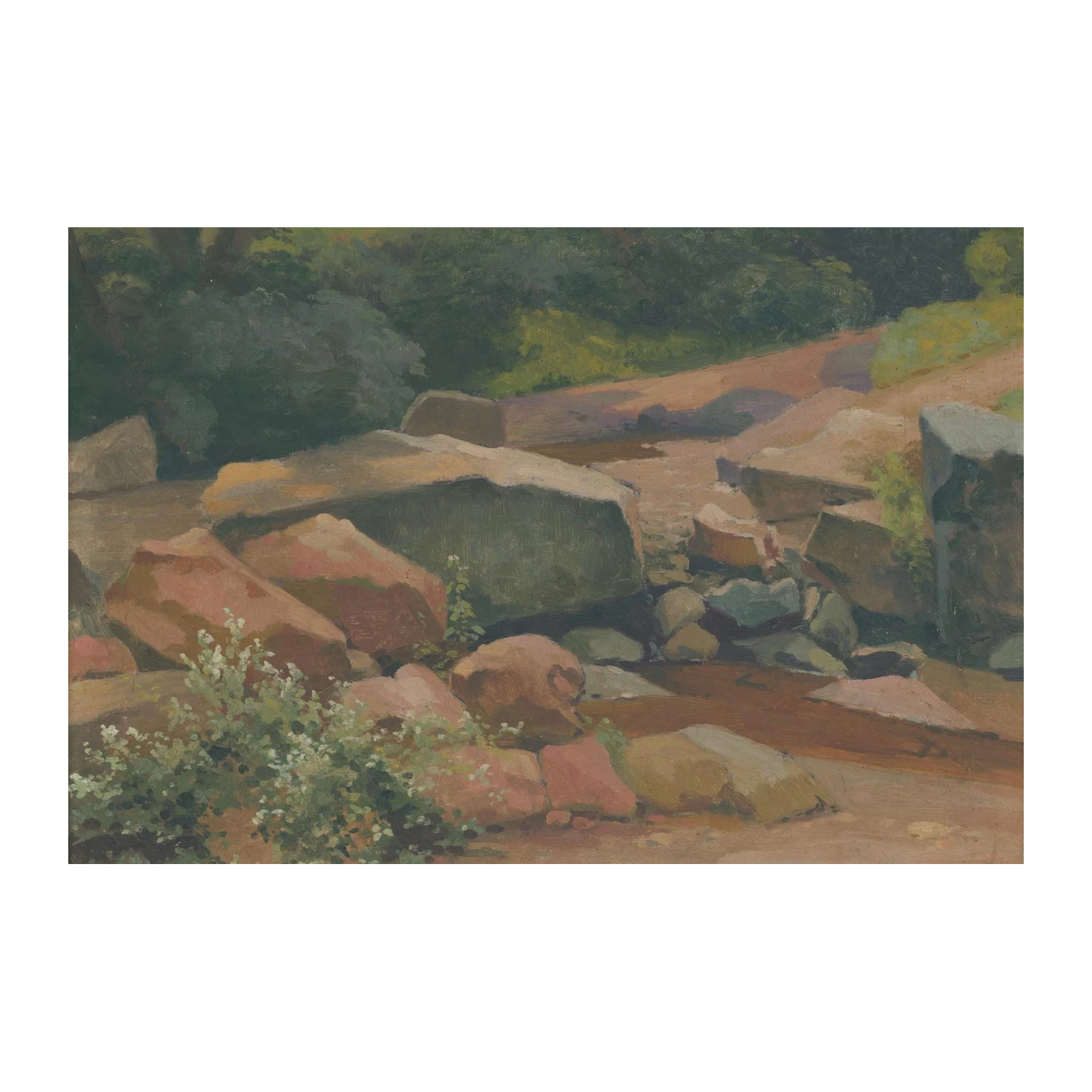 Serene Forest Stream Rocks Wall Art