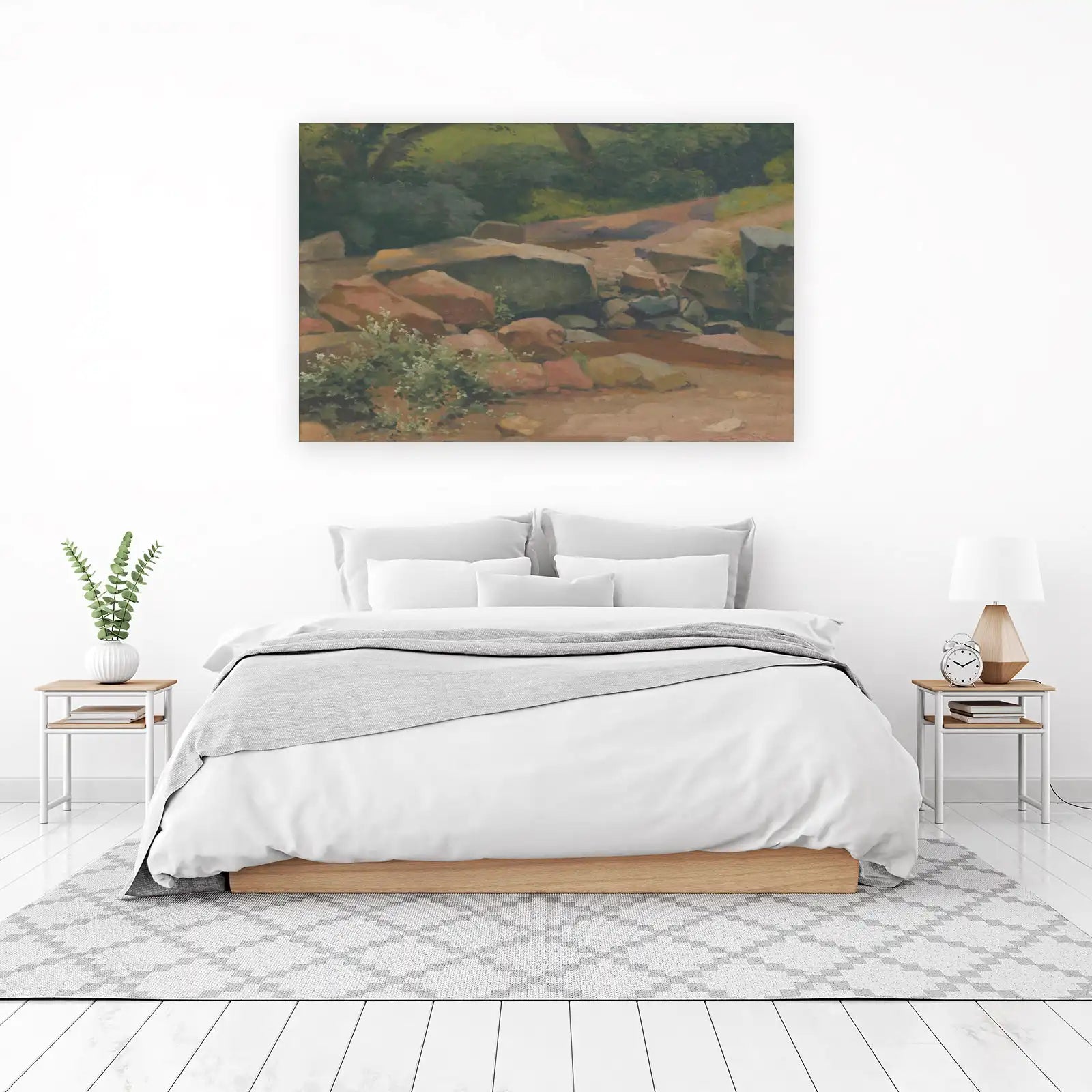 Serene Forest Stream Rocks Wall Art