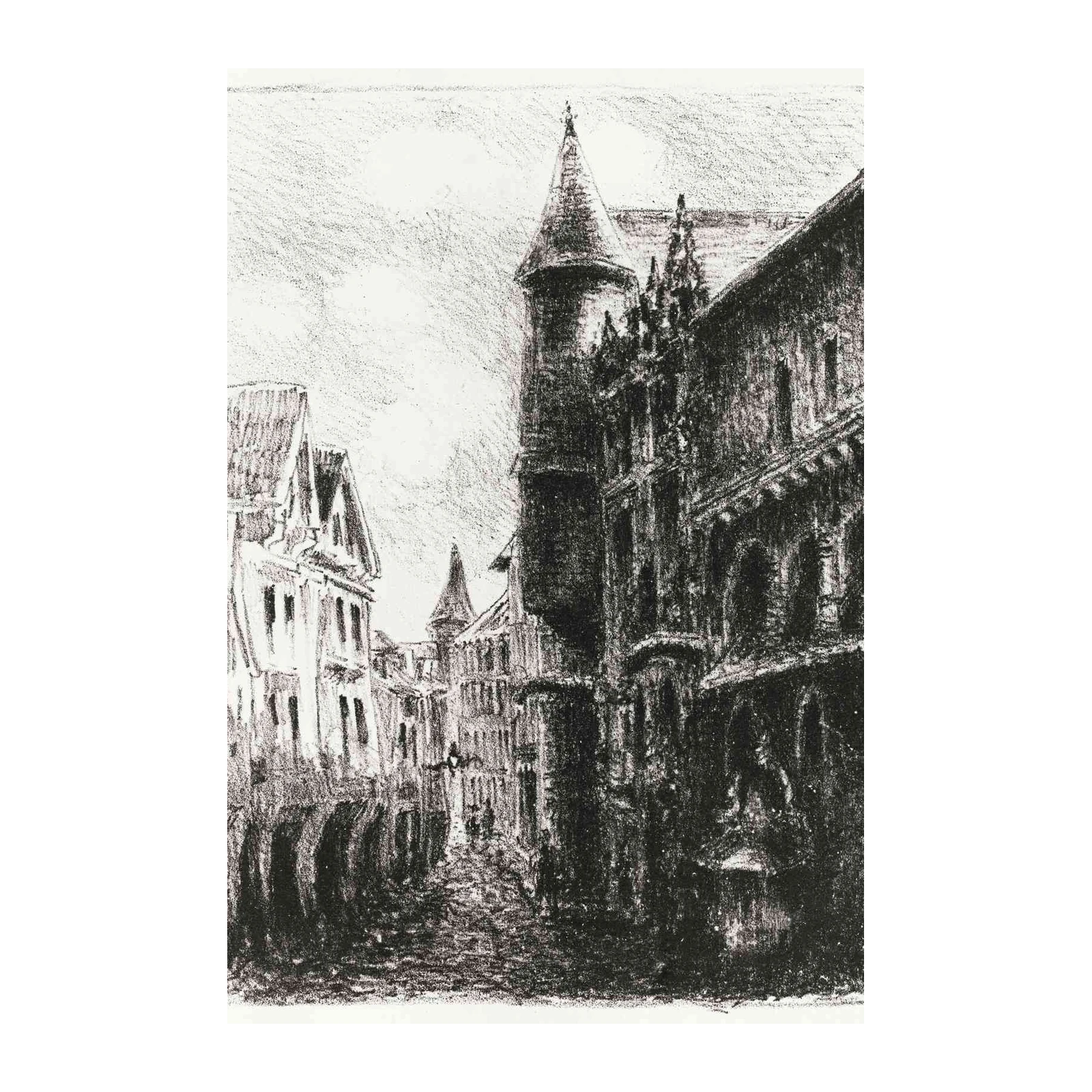 Historic European Street Sketch Wall Art