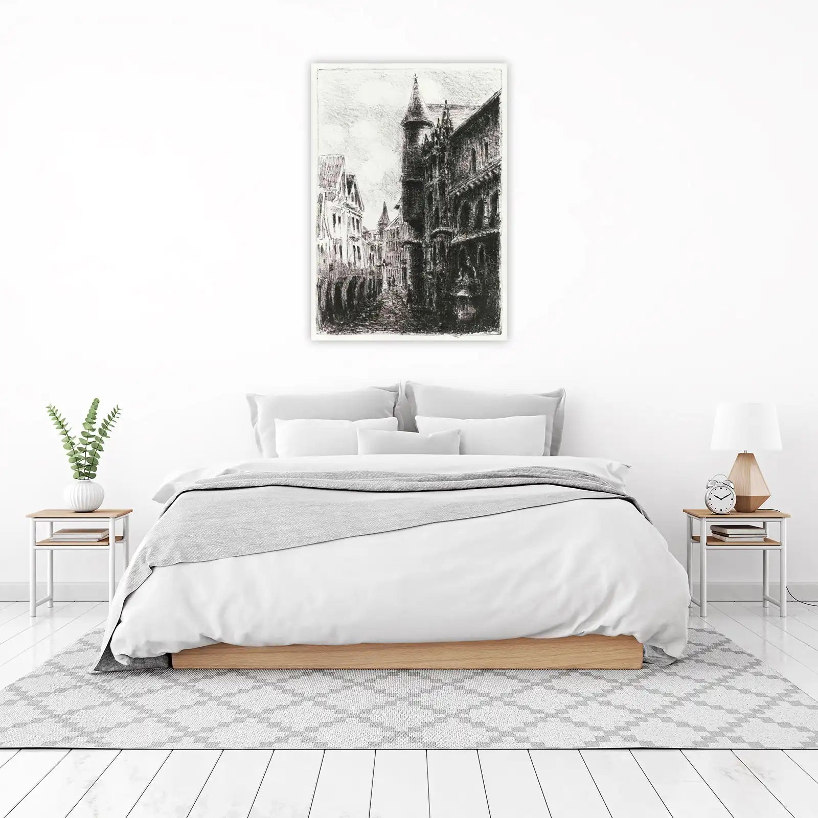 Historic European Street Sketch Wall Art