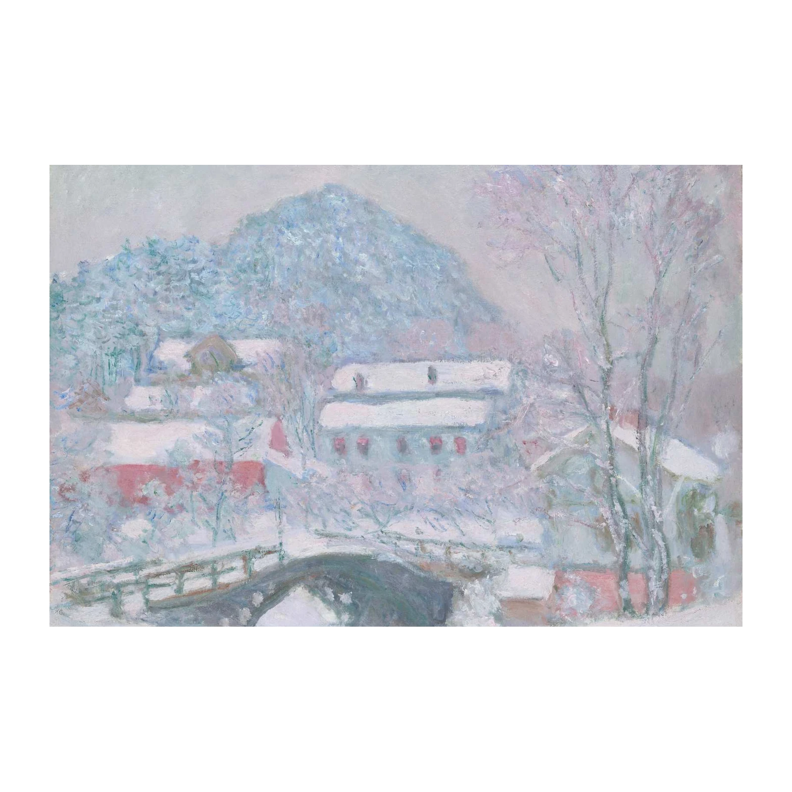 Impressionist Snow Scene Bridge Wall Art