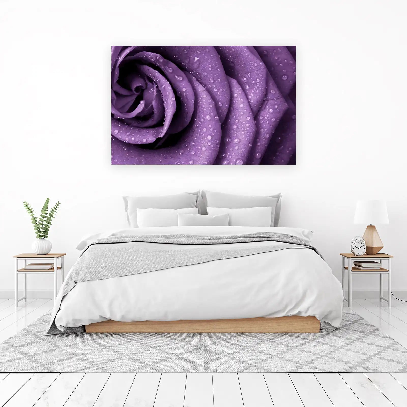 Elegant Lavender Rose Water Droplets Wall Art