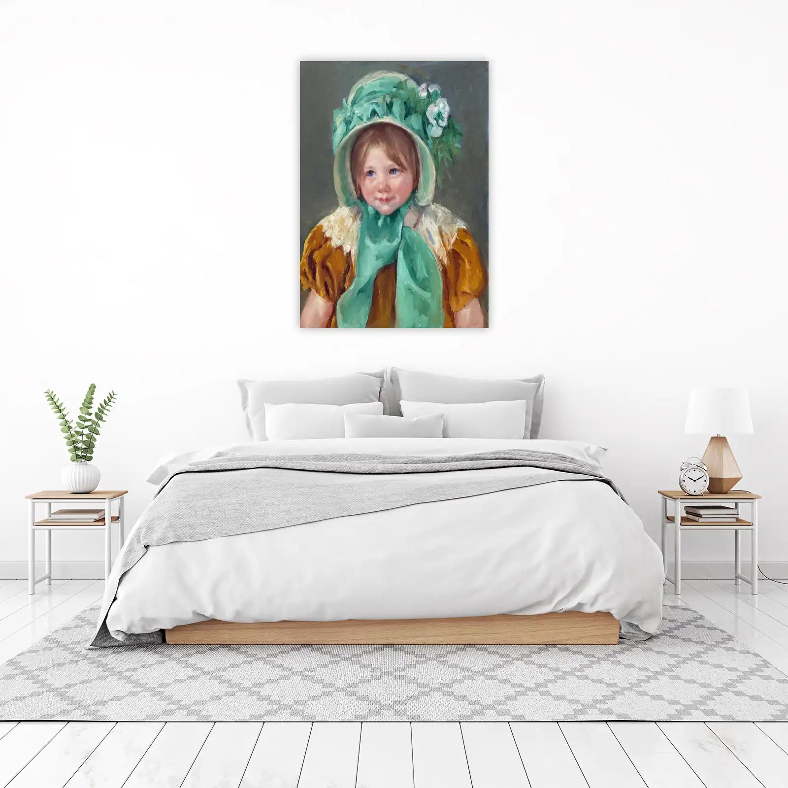 Vintage Child Portrait Mint Green Hat Wall Art