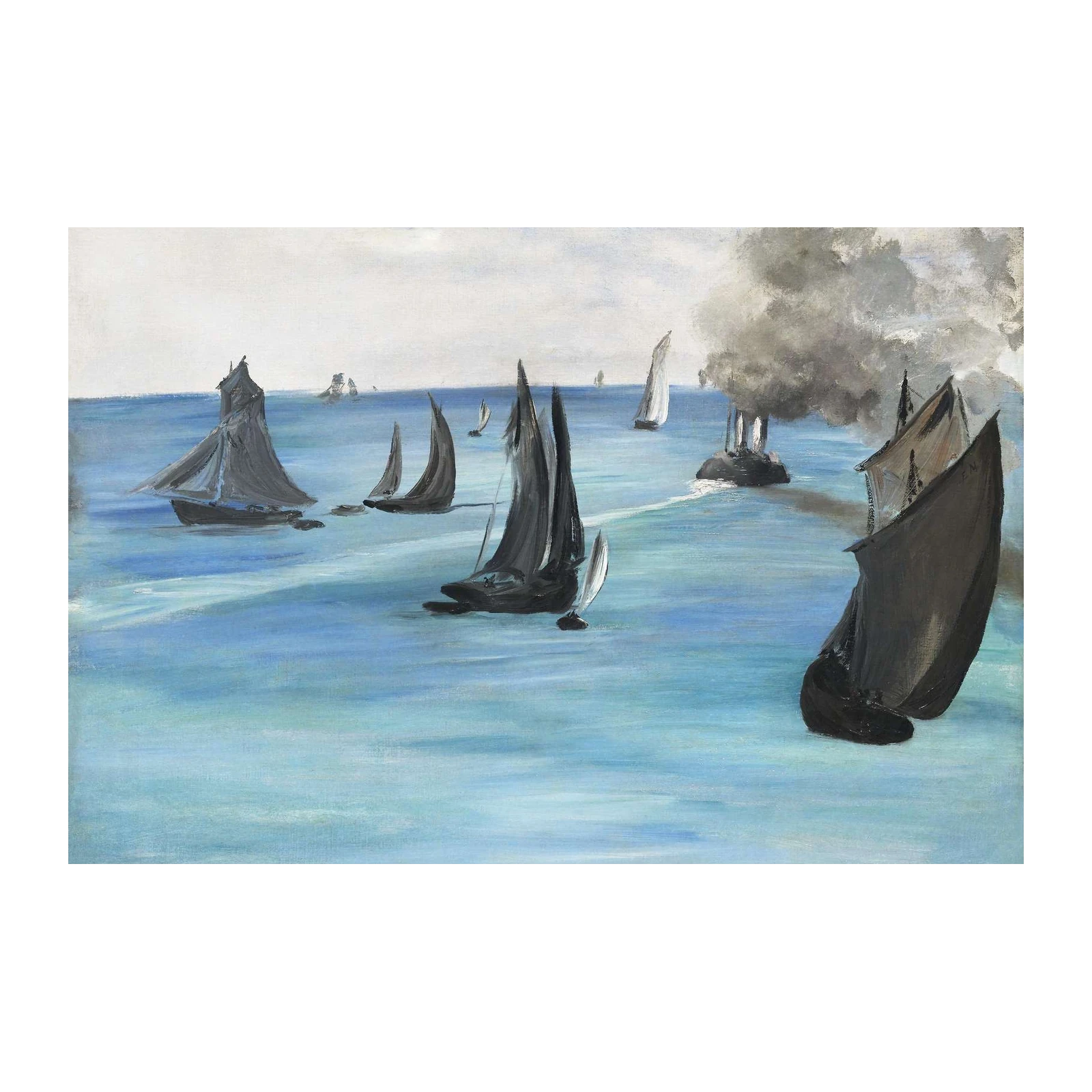 Impressionist Sailboats on Ocean Wall Art
