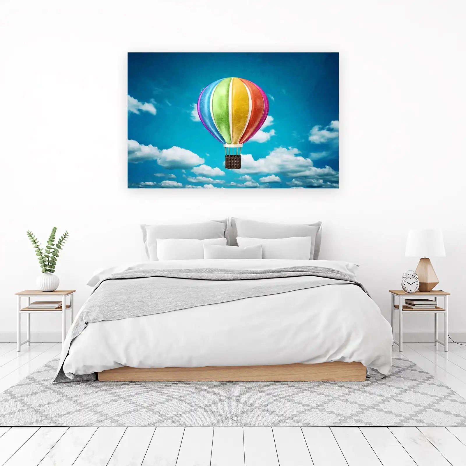 Rainbow Hot Air Balloon Sky Wall Art