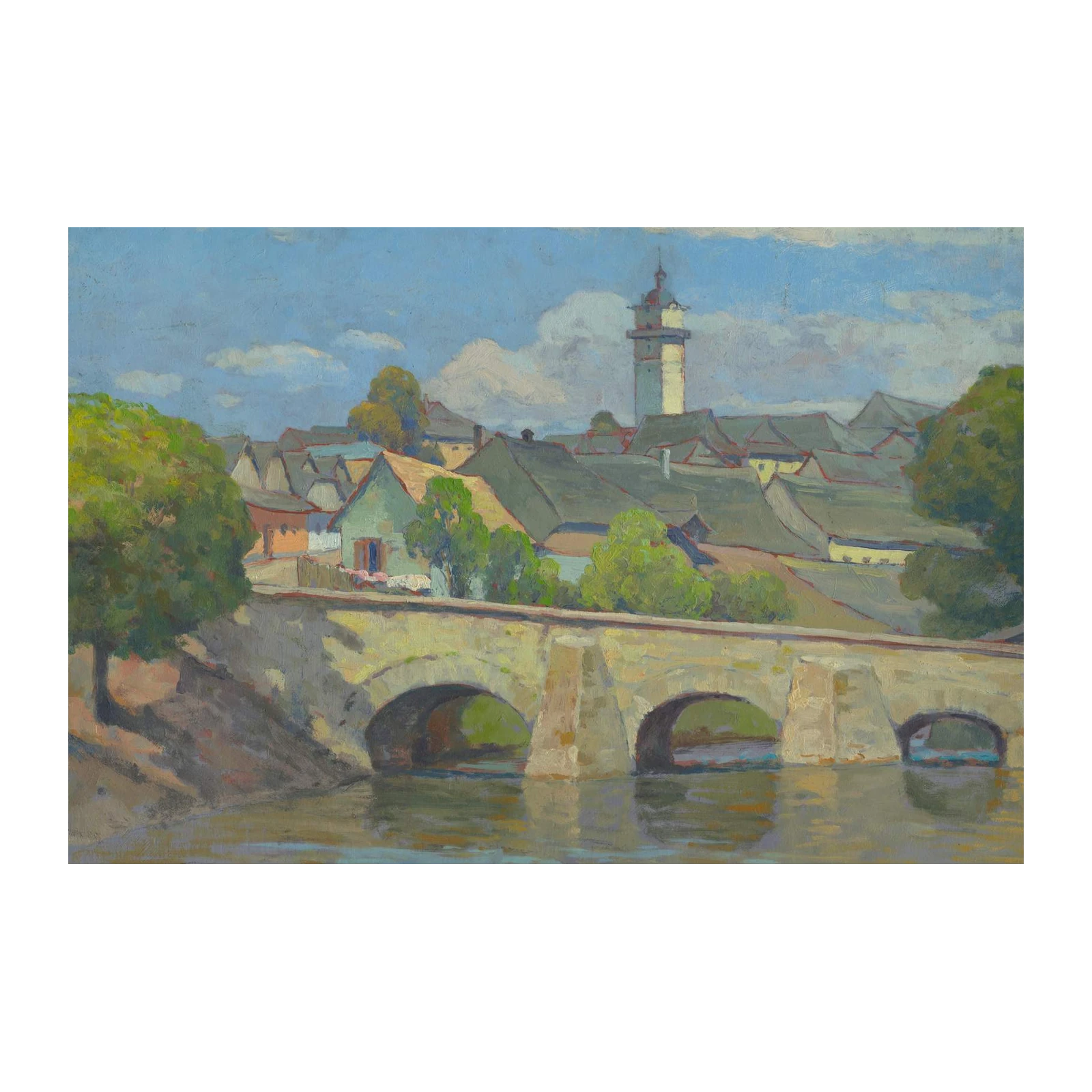 European Town Bridge Landscape Wall Art